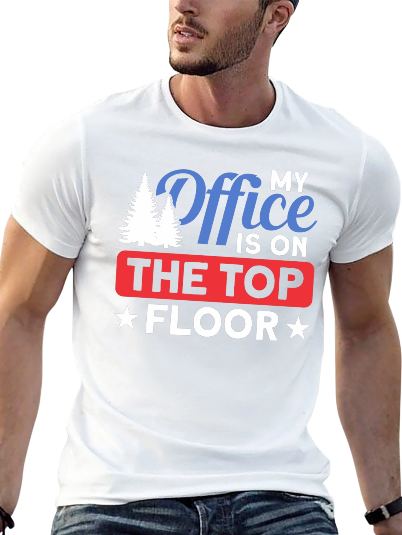 Black My Office is on The Top Floor T-Shirt view 13