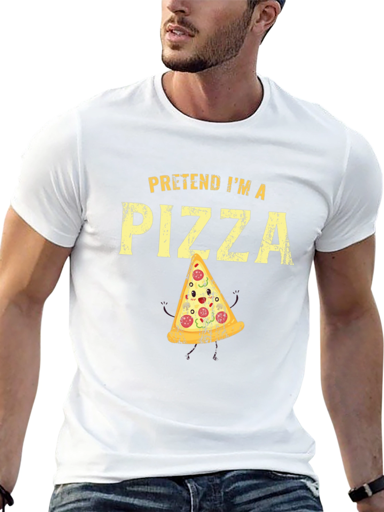 Black Pretend I'm A Pizza Graphic T-Shirt view 13