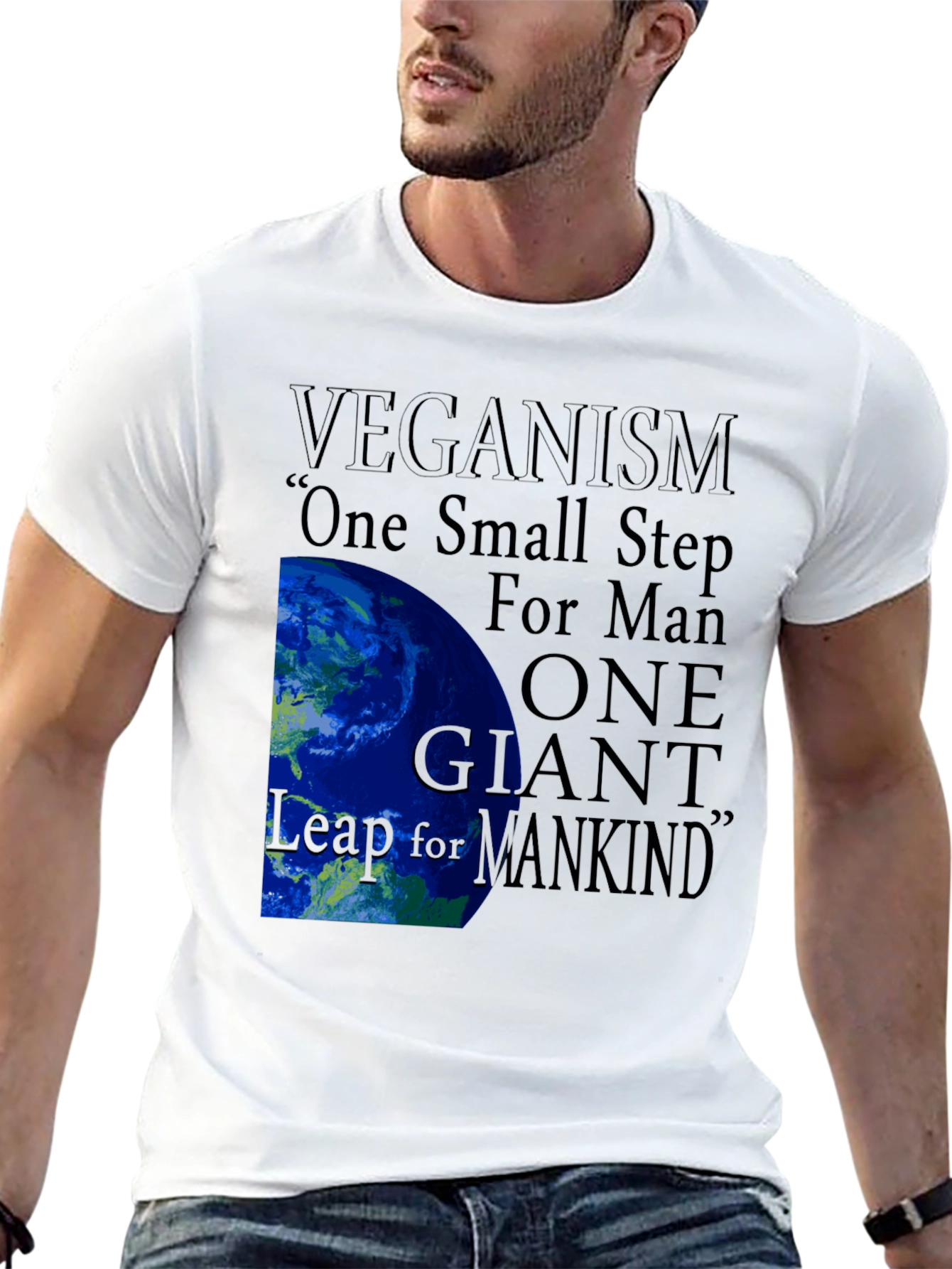 Black Veganism One Small Step Graphic Tee view 13
