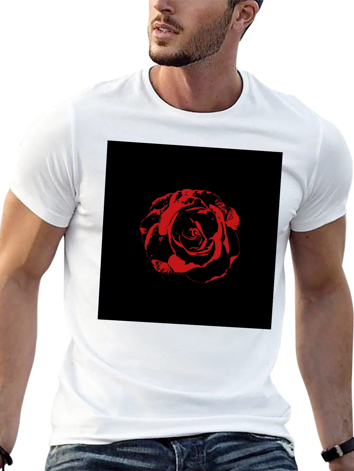 Black Rose Graphic Tee - Black Cotton T-Shirt view 13