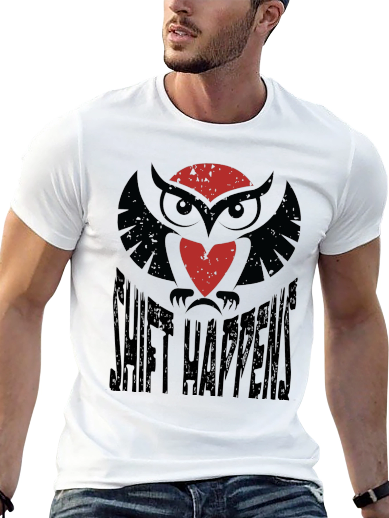 Black Shift Happens Owl T-Shirt - Black view 13