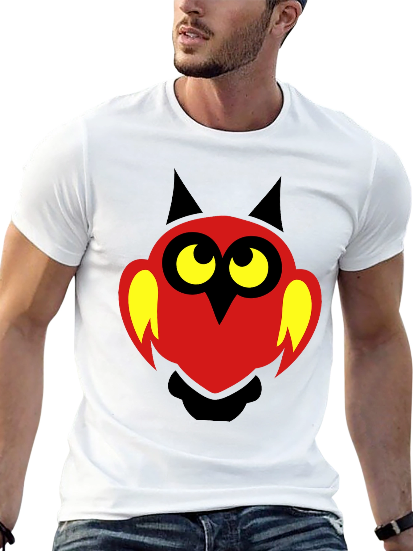 Black Cartoon Owl Graphic Print T-Shirt - Black view 13