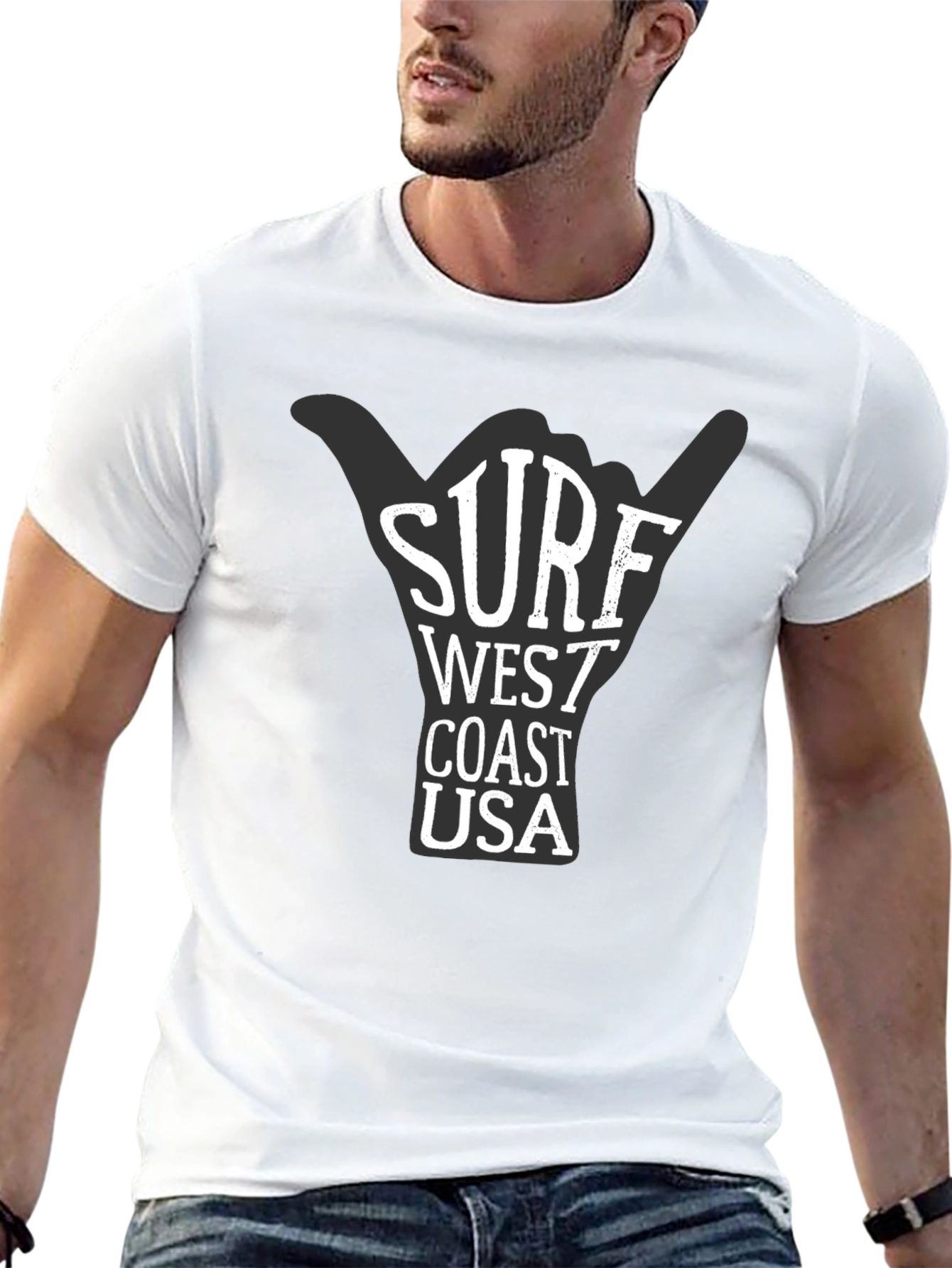 Black Surf West Coast USA Graphic T-Shirt view 13
