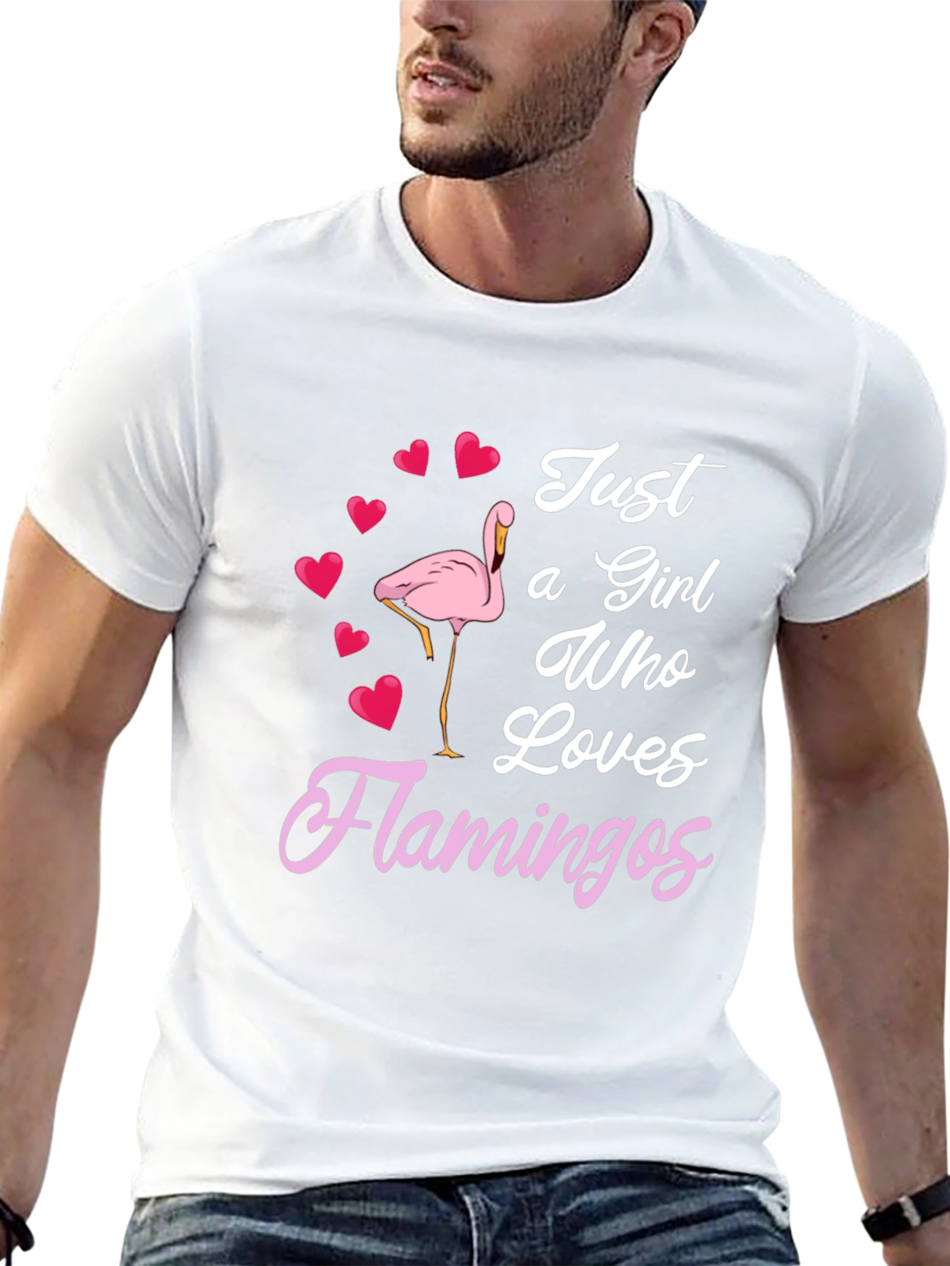 Black Just a Girl Who Loves Flamingos T-Shirt view 13