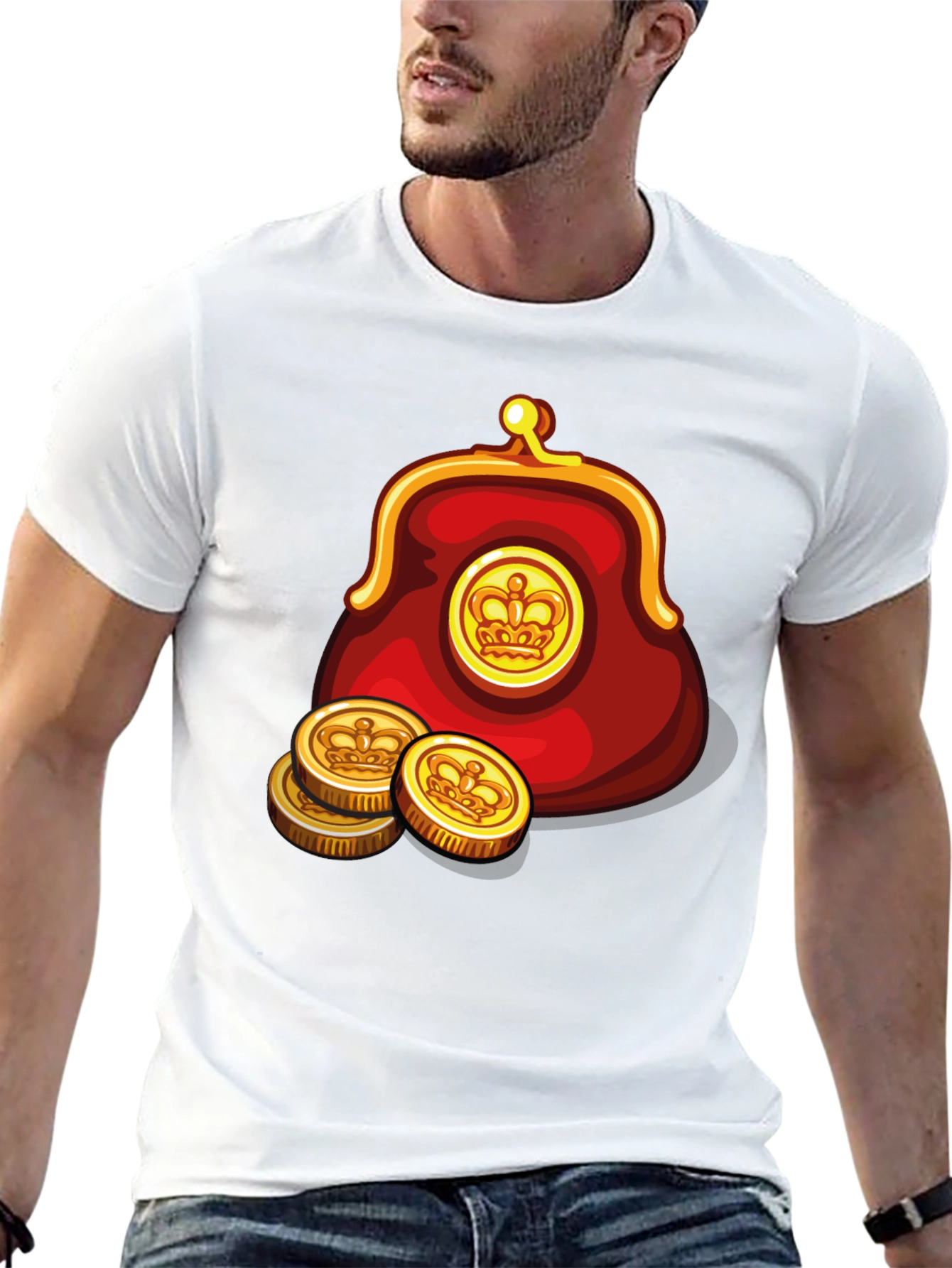 Black Crown Coin Purse Graphic Tee - Black Cotton Blend view 13