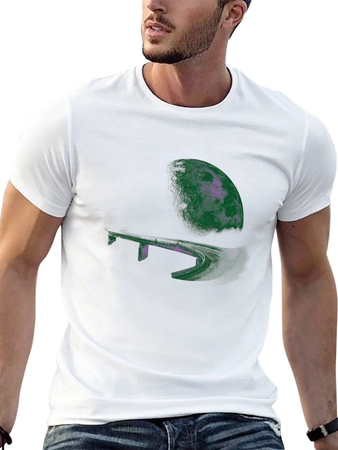 Abstract Moon Bridge Graphic T-Shirt - 13