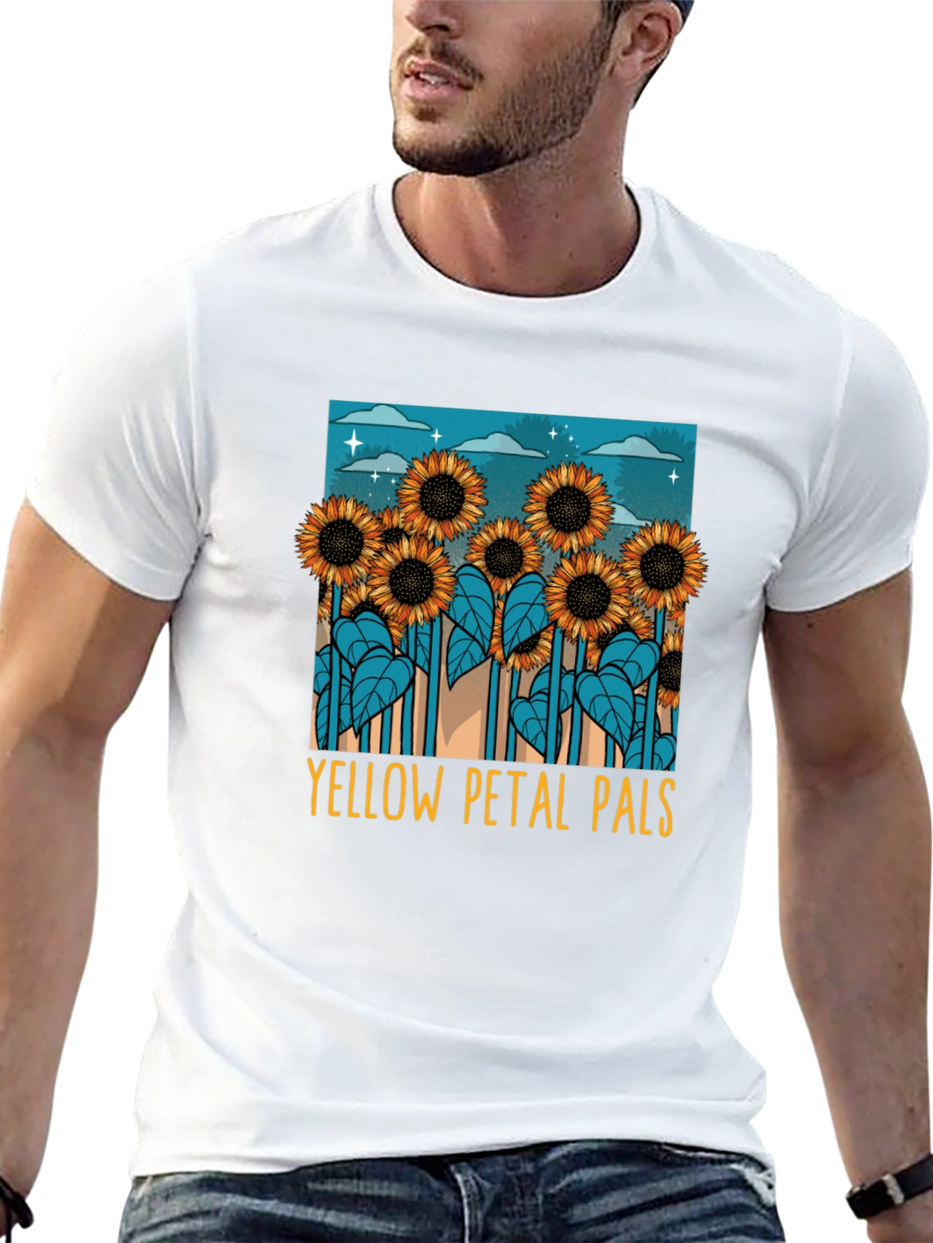 Black Sunflower Graphic Tee - Yellow Petal Pals T-Shirt view 13