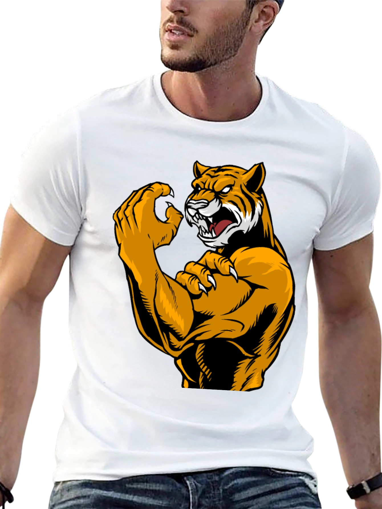 Black Tiger Muscle Black T-Shirt view 13