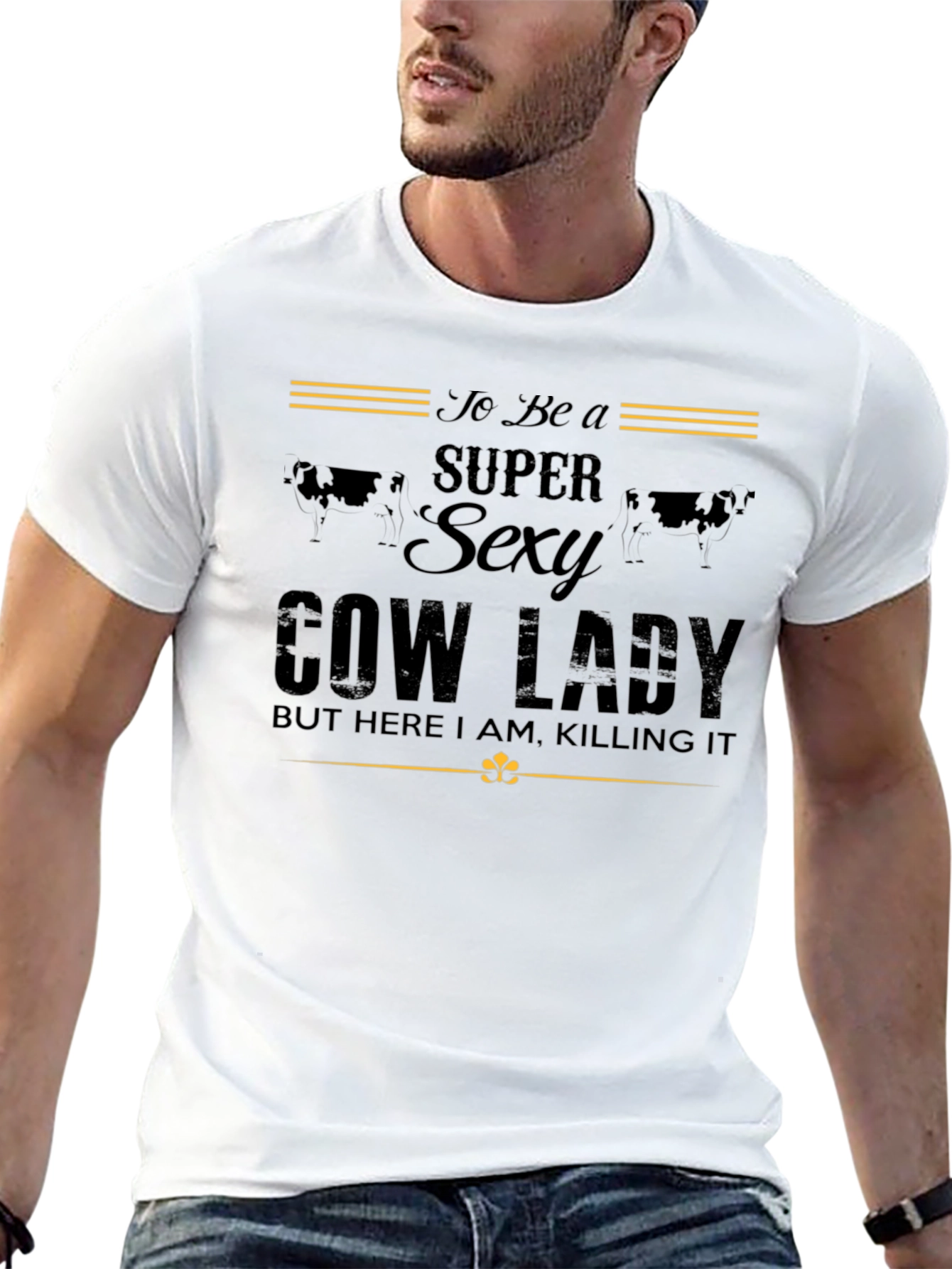 Black Super Sexy Cow Lady T-Shirt view 13