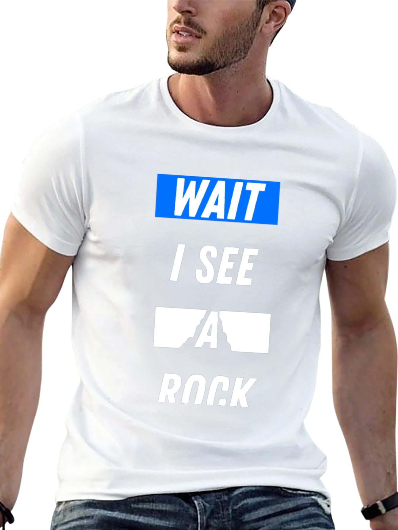 Black Wait I See a Rock Funny T-Shirt view 13