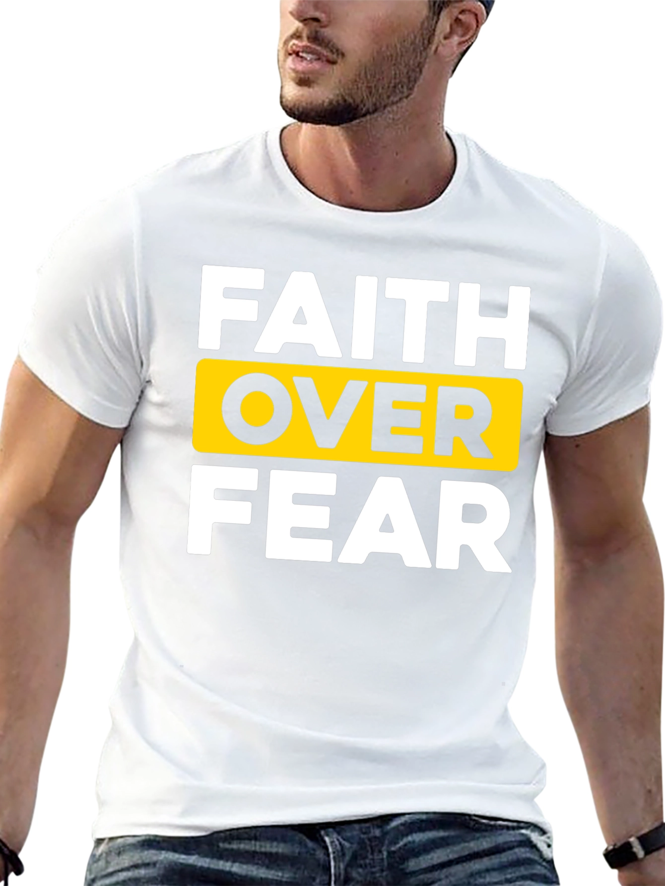 Black Faith Over Fear Black T-Shirt - Inspirational Design view 13