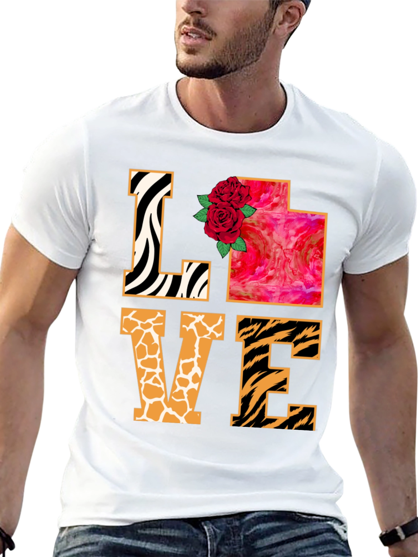 Black LOVE Animal Print Graphic T-Shirt view 13