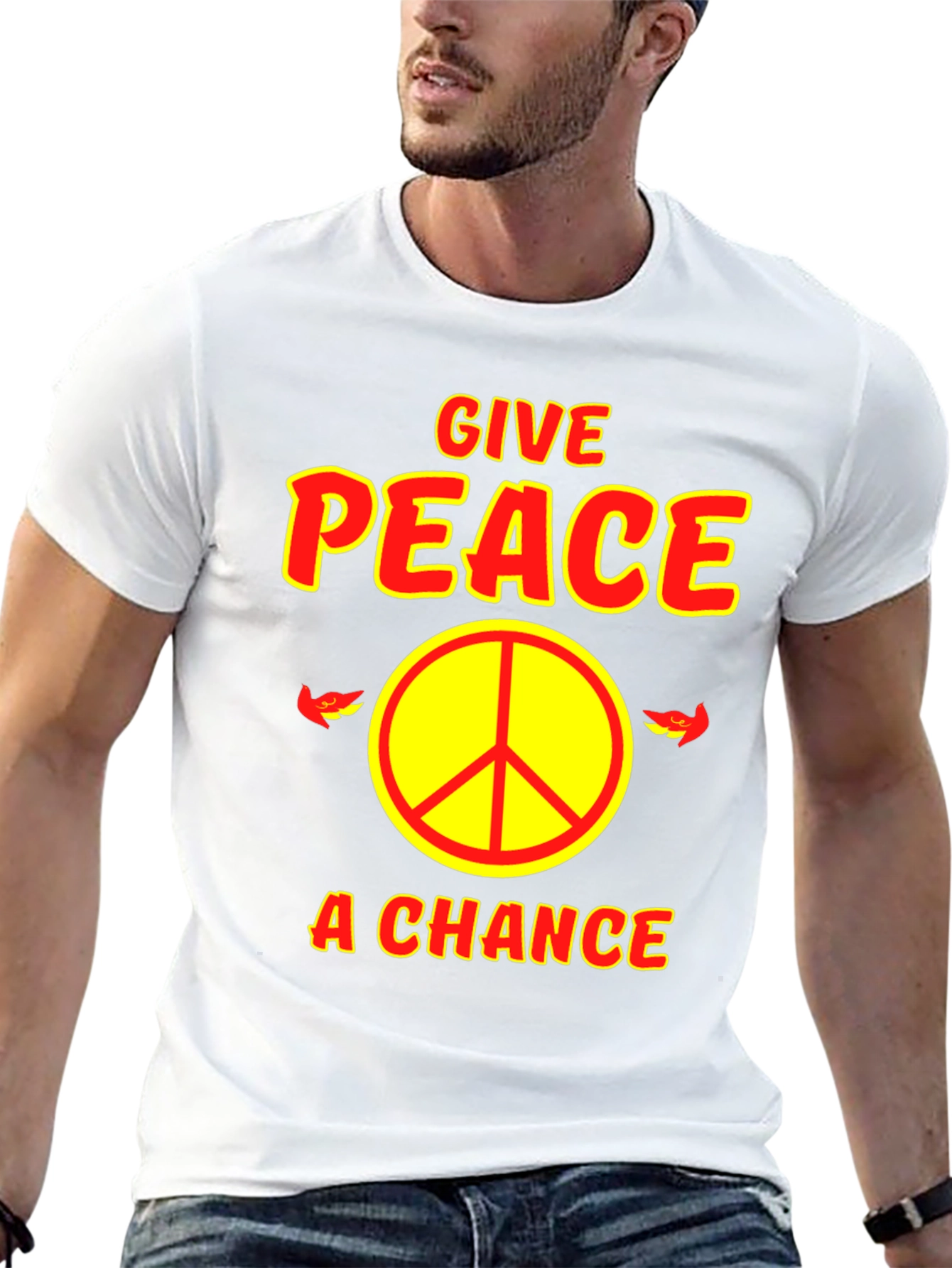 Black Give Peace A Chance Graphic T-Shirt view 13