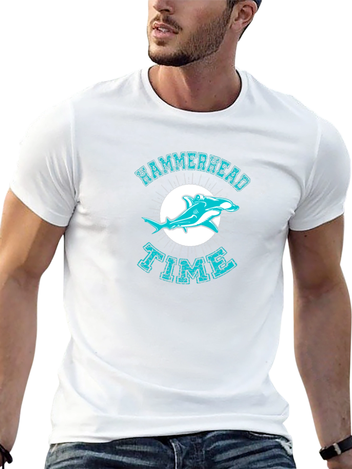 Black Hammerhead Shark Time Graphic T-Shirt view 13