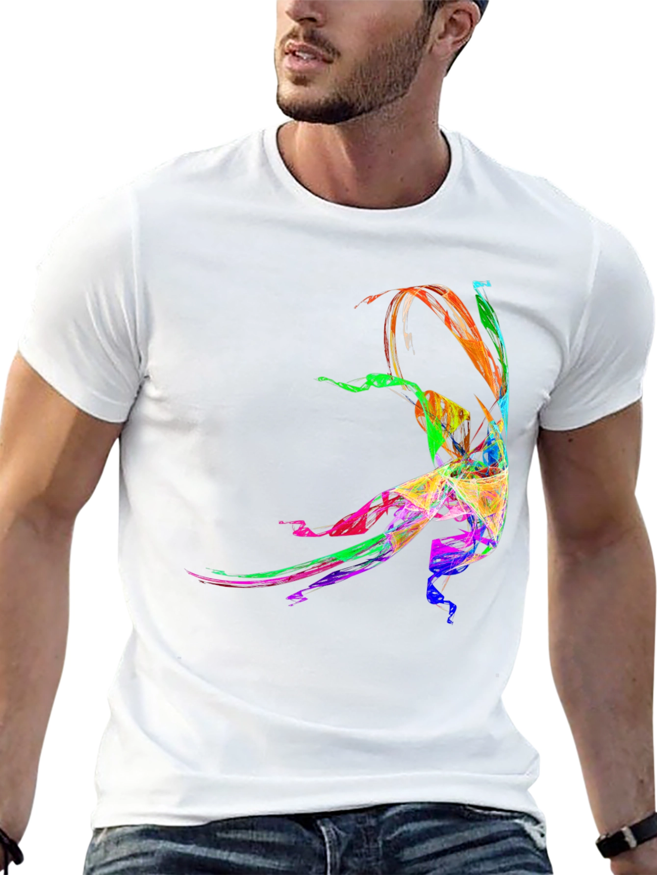 Black Colorful Abstract Dancer Graphic Tee view 13