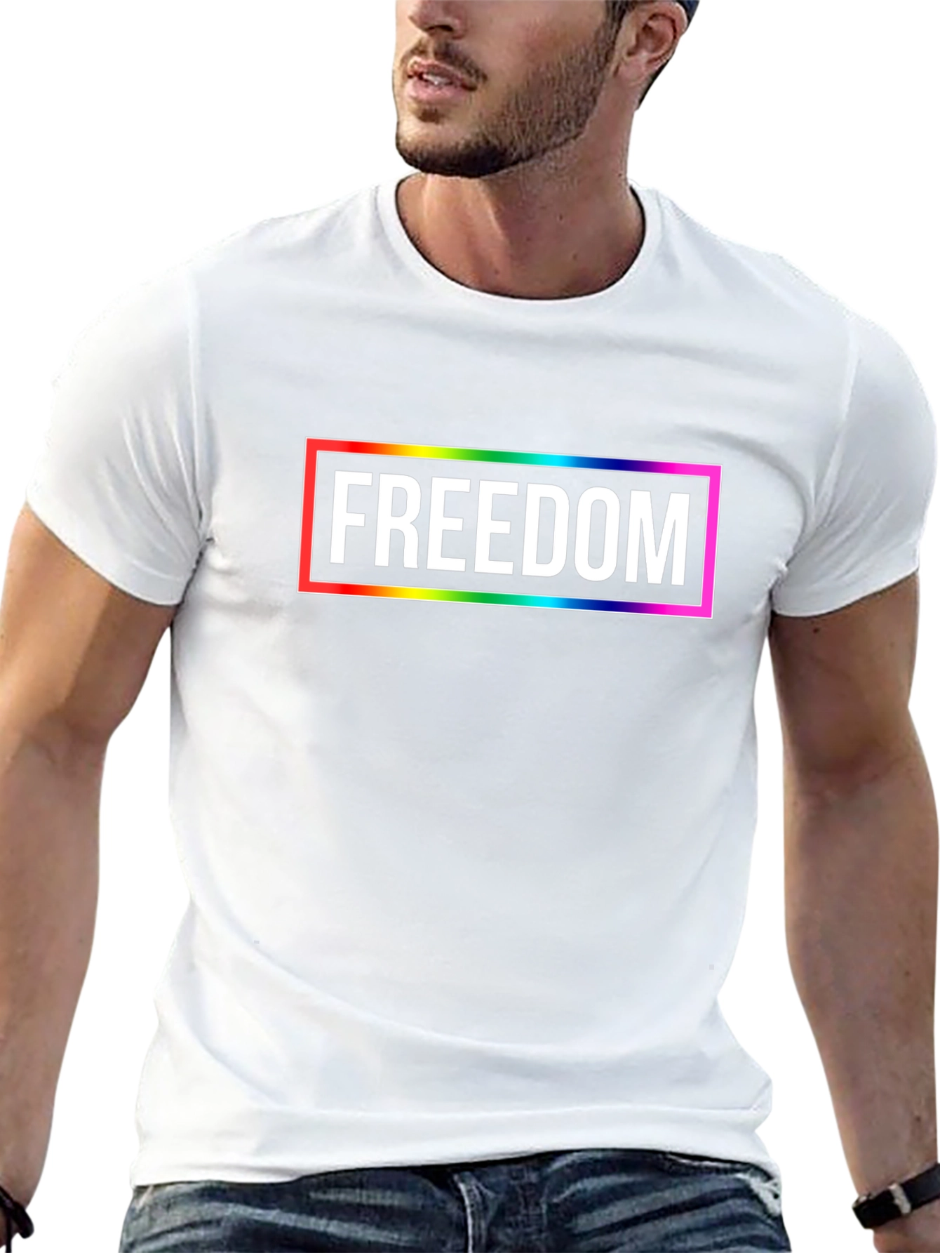 Black Freedom Rainbow Graphic Tee - Unisex T-Shirt view 13