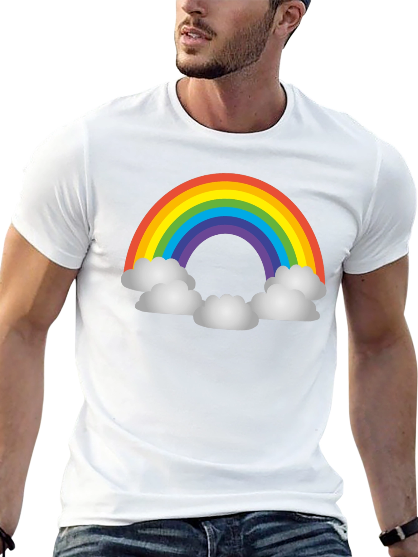Black Rainbow Cloud Graphic T-Shirt - Unisex Black Tee view 13