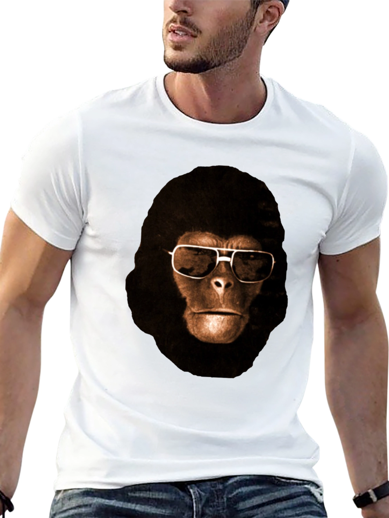 Black Cool Ape Graphic Tee - Black Cotton T-Shirt view 13