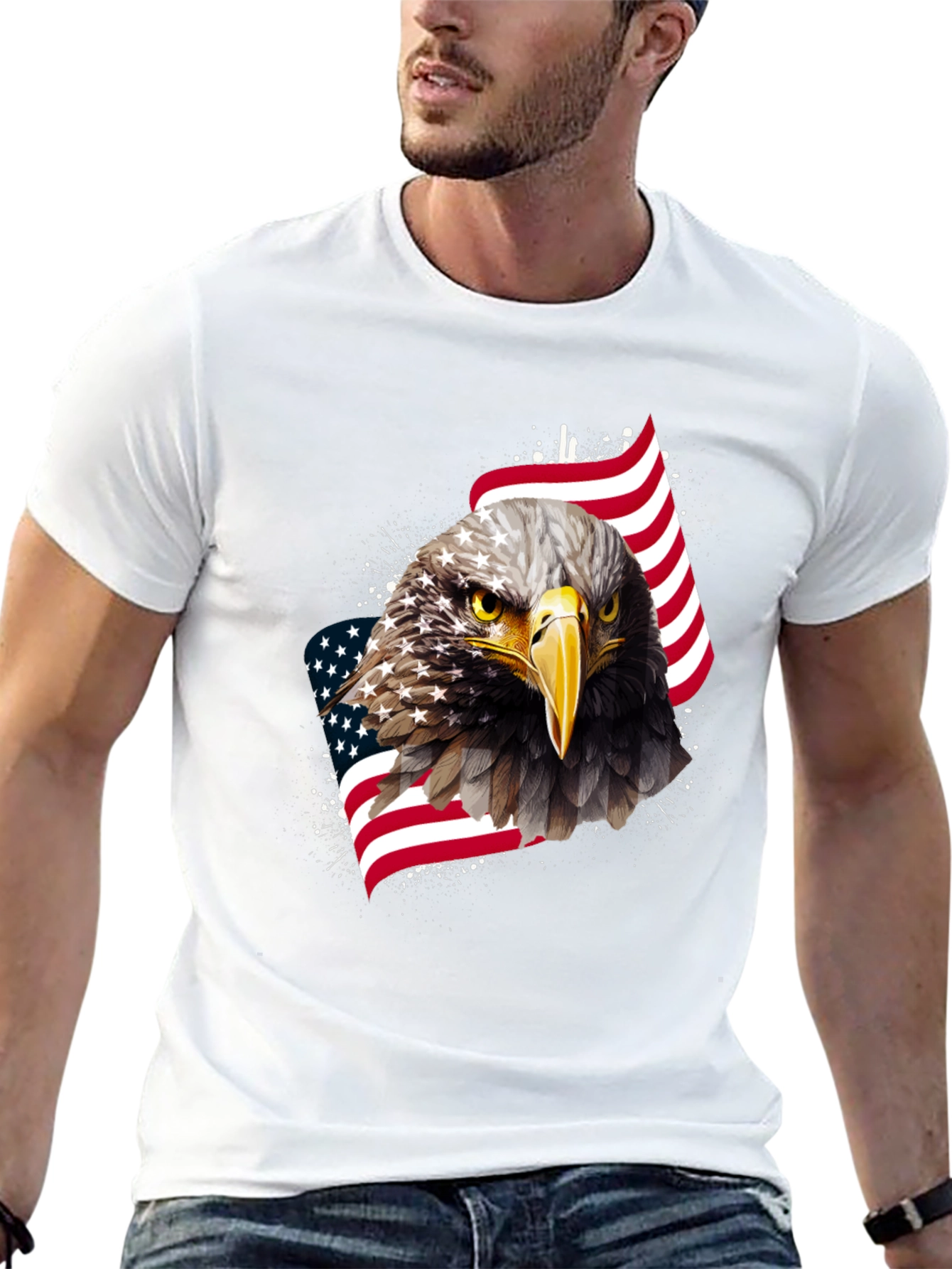 Black American Eagle Graphic Tee - Patriotic Style view 13