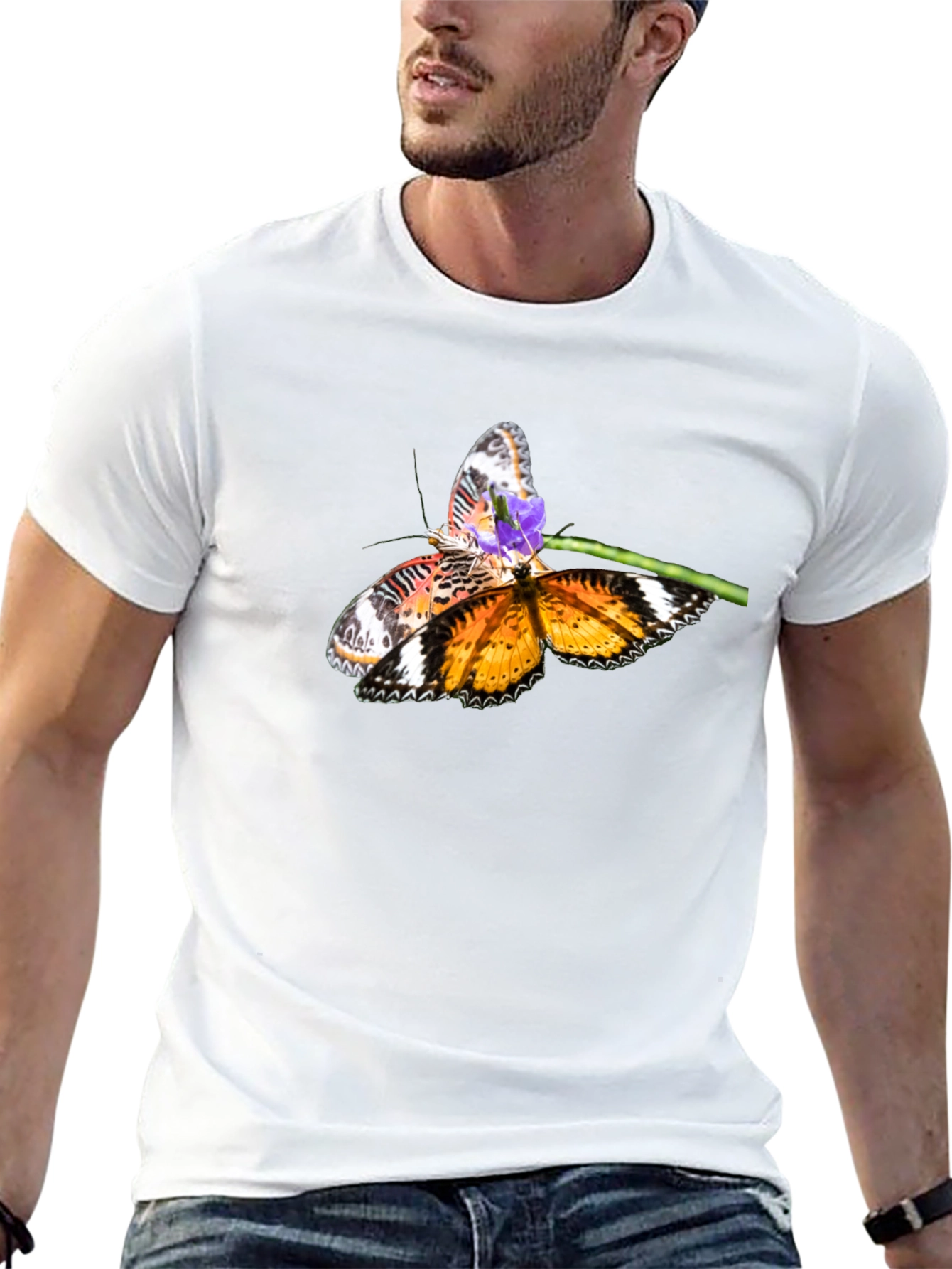Black Butterfly Graphic Print Black T-Shirt view 13
