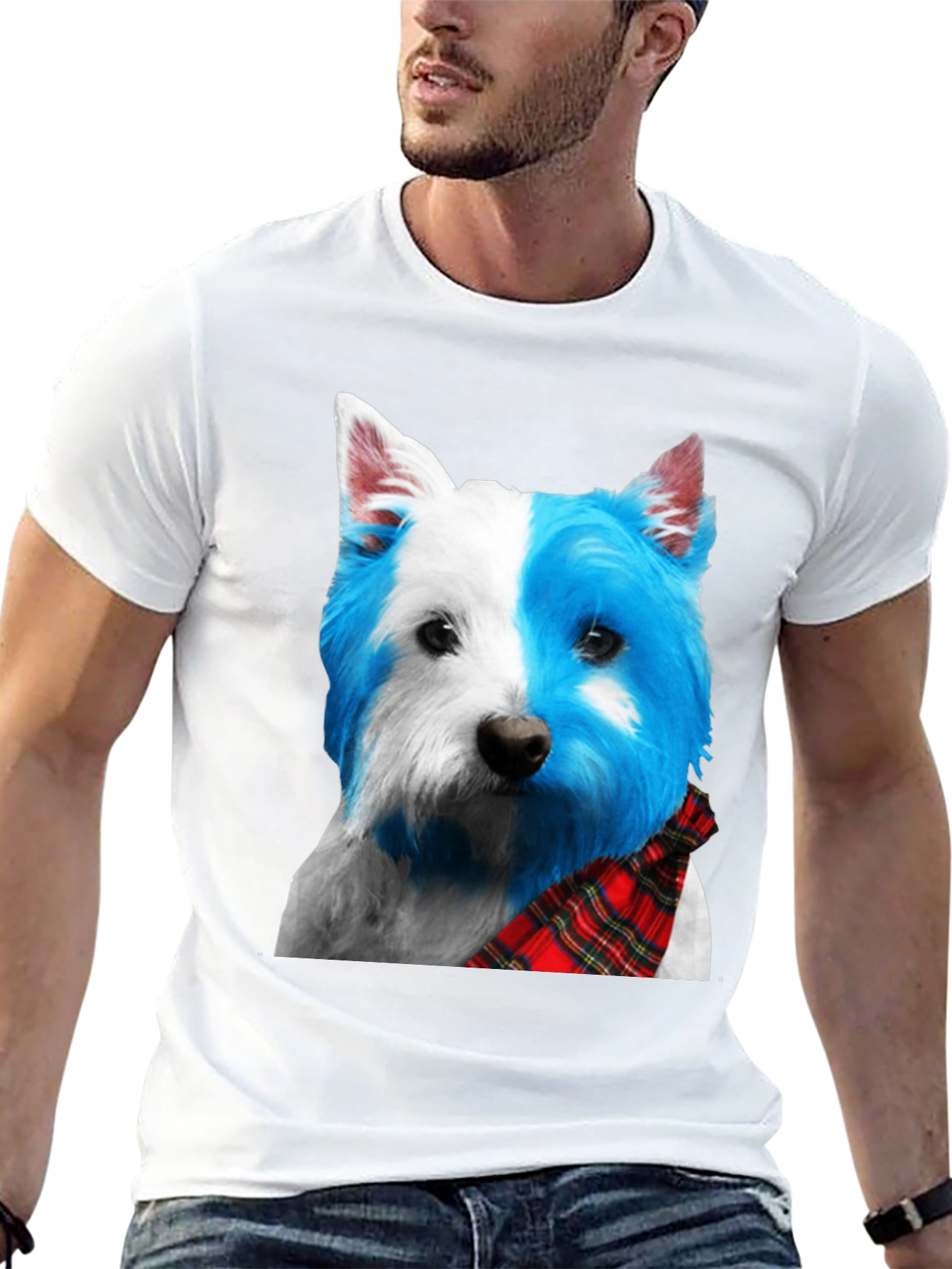 Black Dog Breed Plaid Scarf Tee view 13