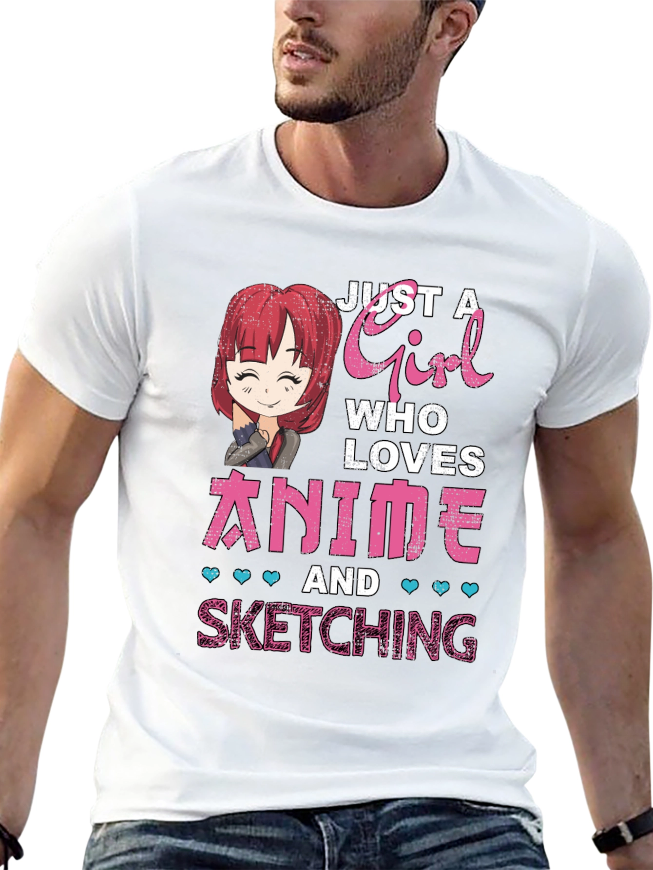 Black Anime Girl Sketching T-Shirt - Cute Manga Lover Tee view 13