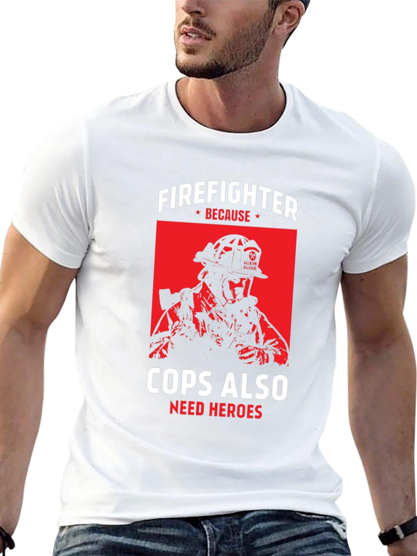 Black Firefighter Because Cops Also Need Heroes T-Shirt view 13
