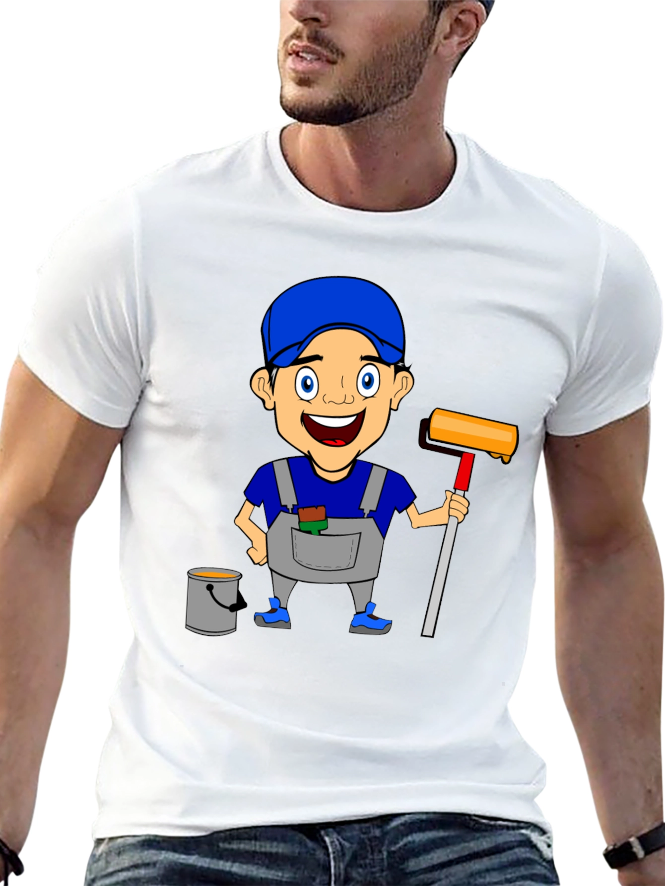 Black Painter Cartoon Graphic T-Shirt view 13