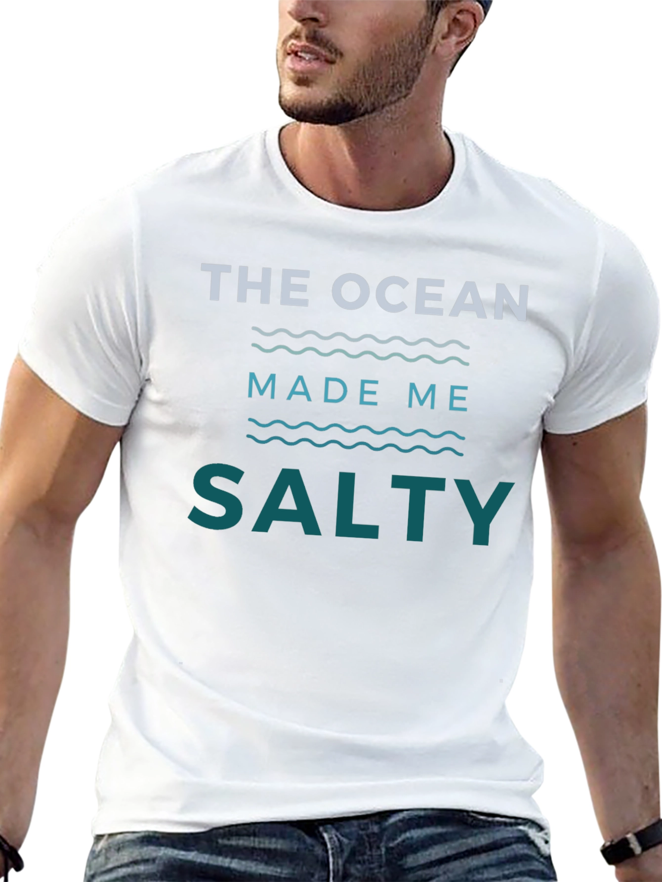 Black The Ocean Made Me Salty Tee - Black Cotton Shirt view 13