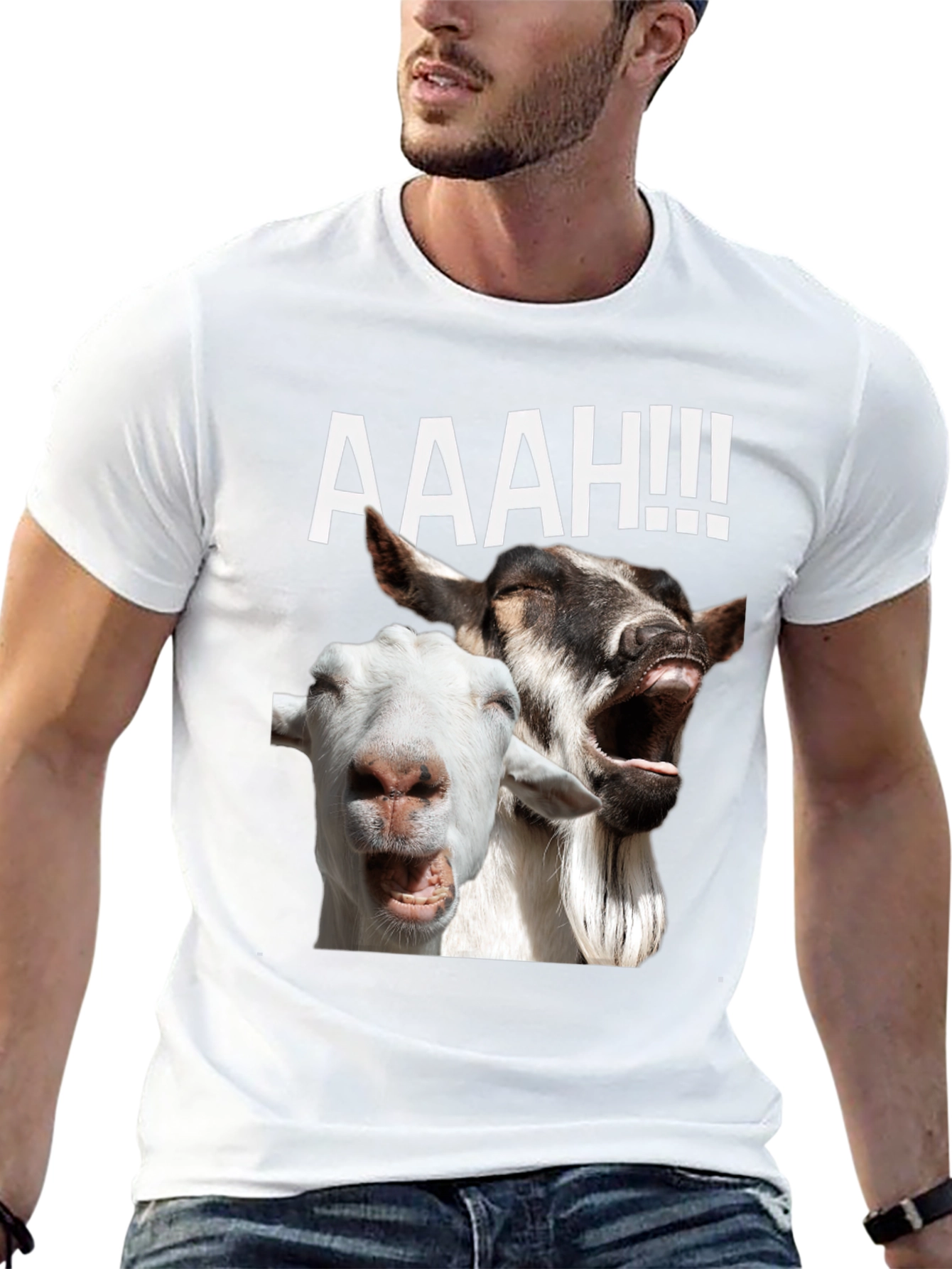 Black Screaming Goats Graphic Tee - Hilarious Novelty T-Shirt view 13