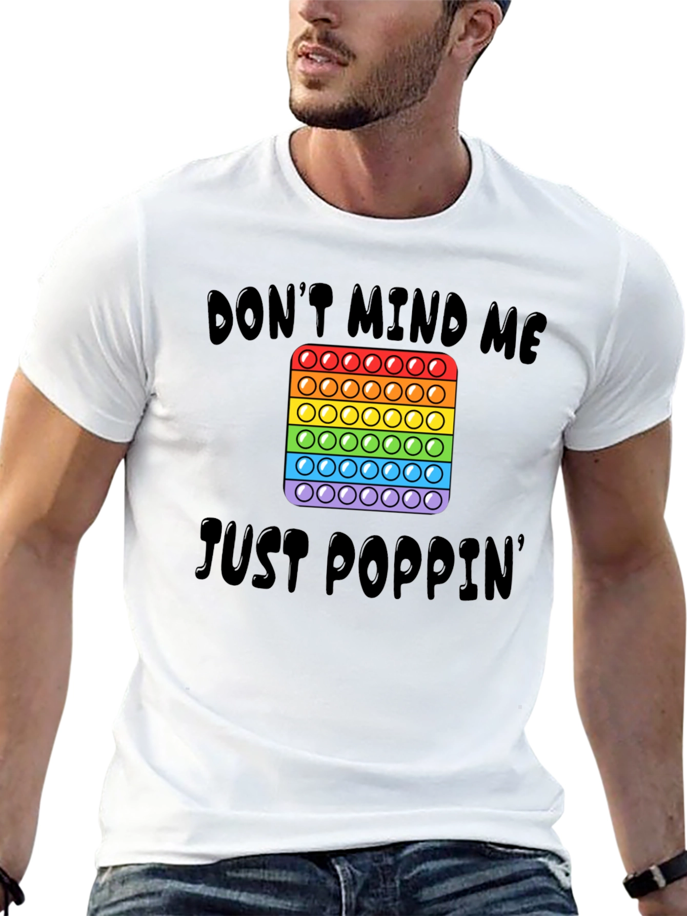 Black Don't Mind Me Just Poppin' T-Shirt - Fun Pop Toy Design view 13