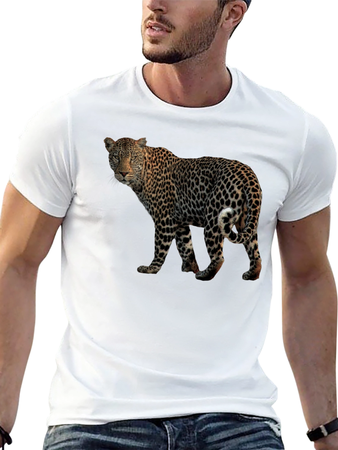 Black Leopard Print Black T-Shirt view 13