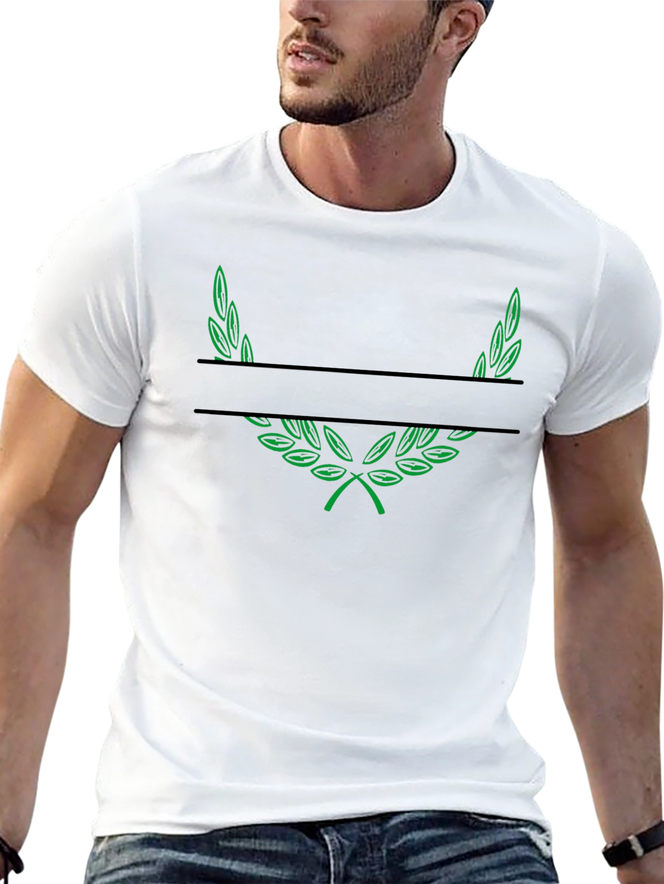 Black Green Laurel Wreath Black T-Shirt view 13