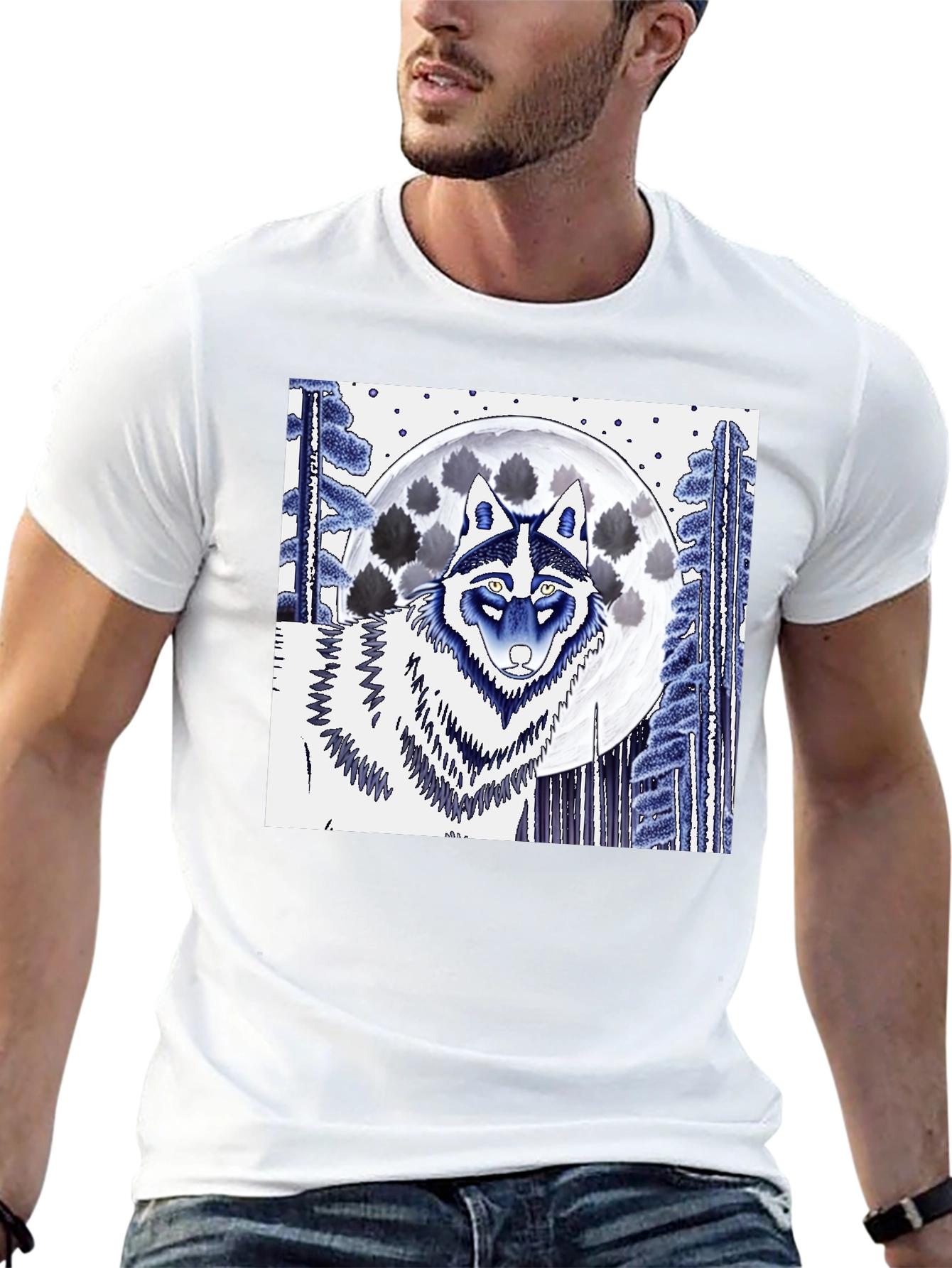 Black Wolf & Moon Graphic Tee view 13