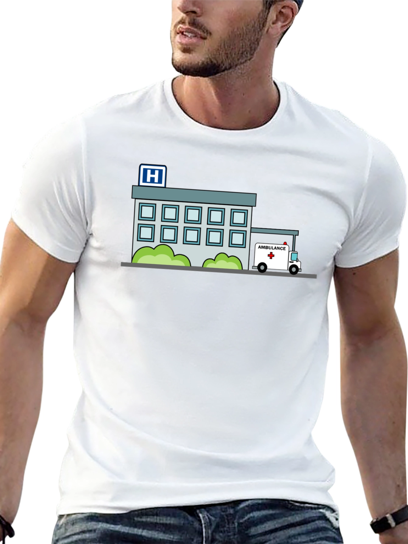 Black Hospital & Ambulance Graphic T-Shirt view 13