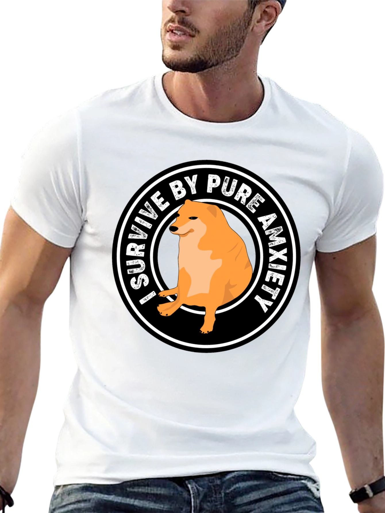 Black I Survive by Pure Anxiety Doge Meme Graphic Tee view 13