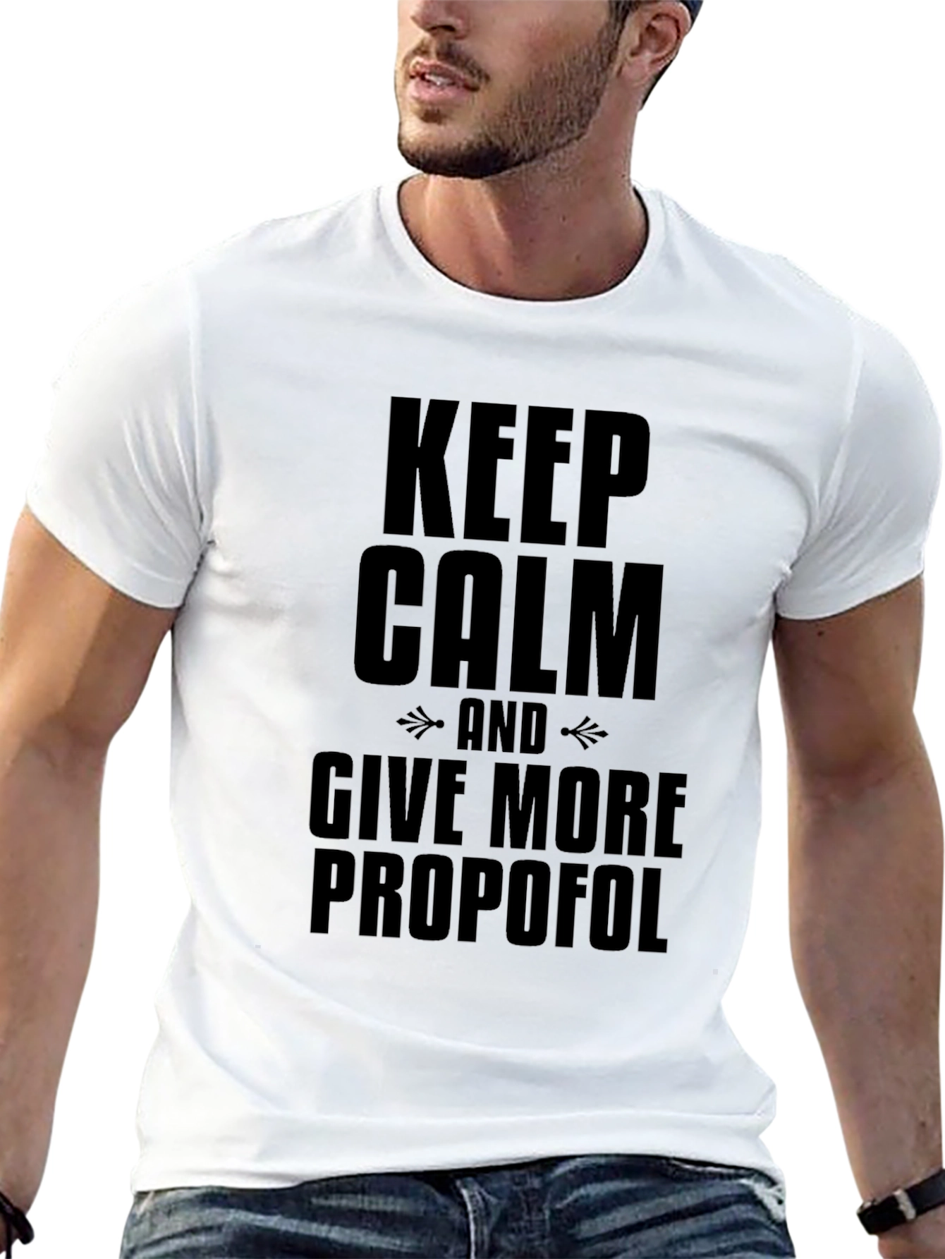 Black Keep Calm and Give More Propofol Black T-Shirt view 13