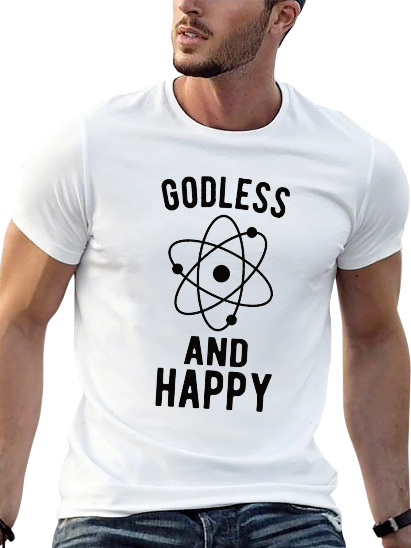 Black Godless And Happy Graphic Tee view 13
