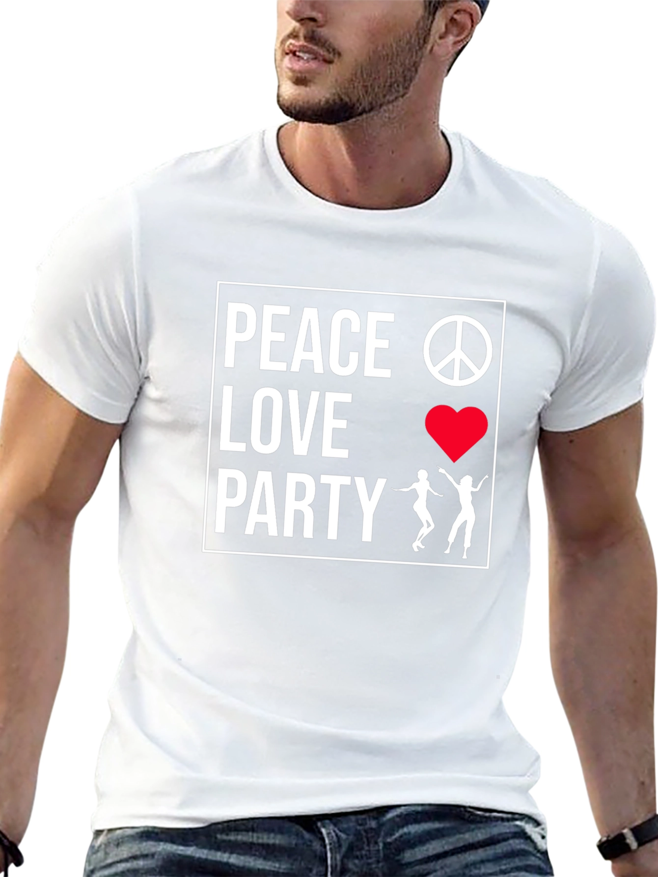 Black Peace Love Party Graphic Tee - Black view 13