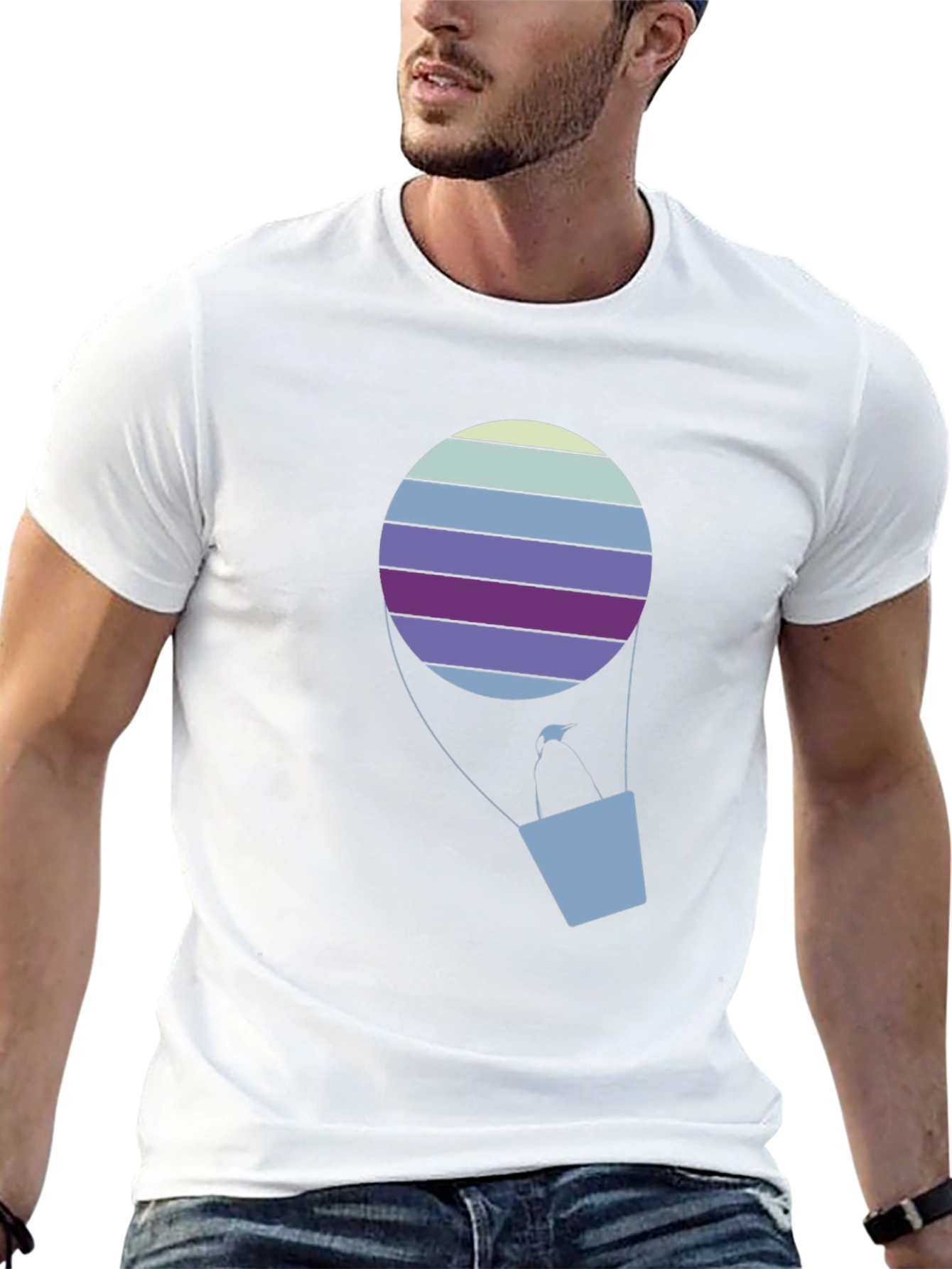 Black Striped Hot Air Balloon Graphic Tee view 13