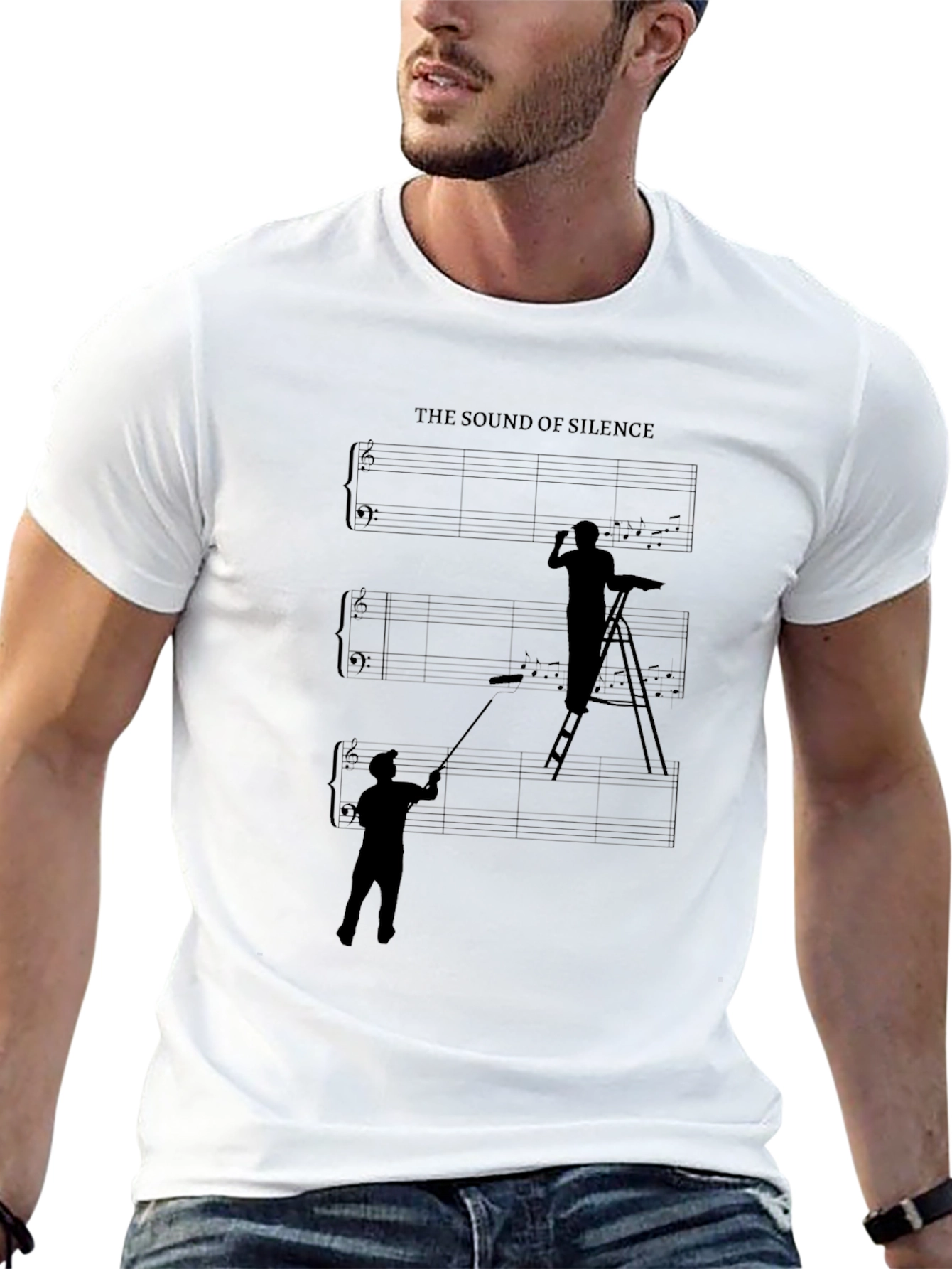 Black The Sound of Silence Graphic T-Shirt - Painter Theme view 13