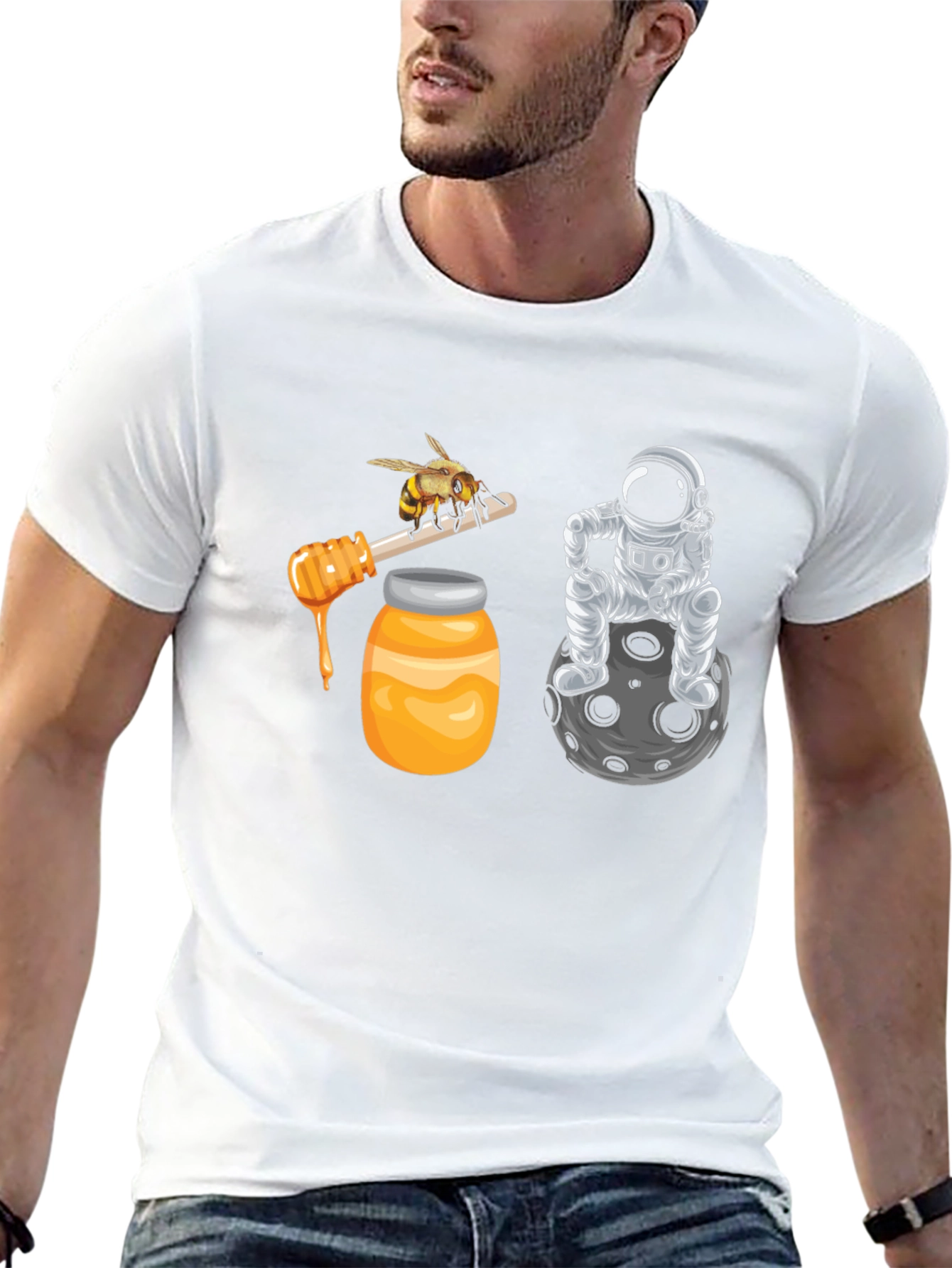 Black Astronaut Bee & Honey T-Shirt view 13