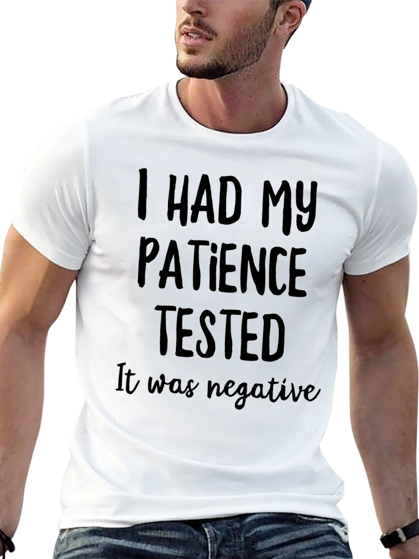 Black Funny Patience Tested Graphic Tee for Men view 13