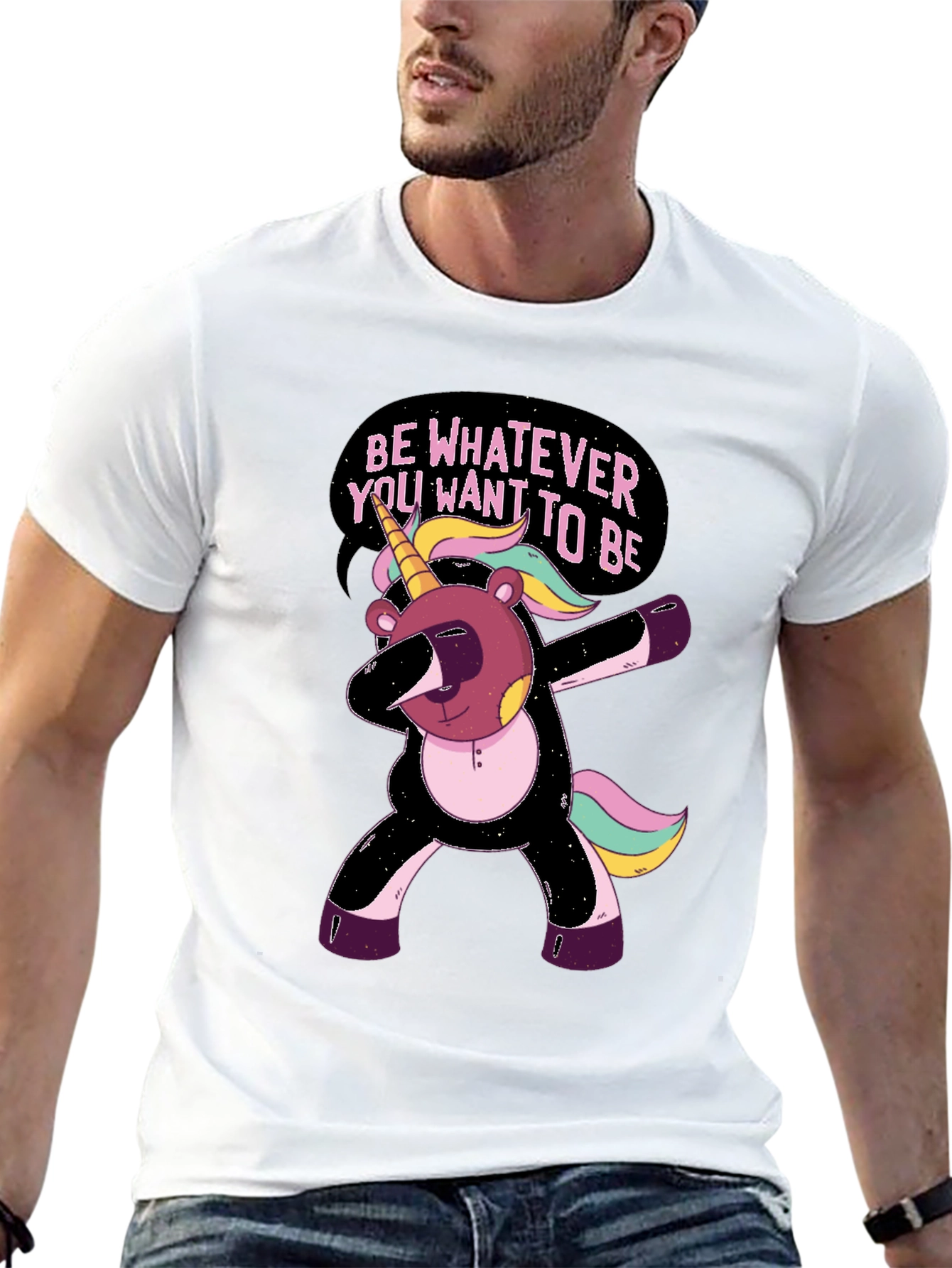 Black Unicorn Bear Dab T-Shirt - Be Whatever You Want To Be! view 13
