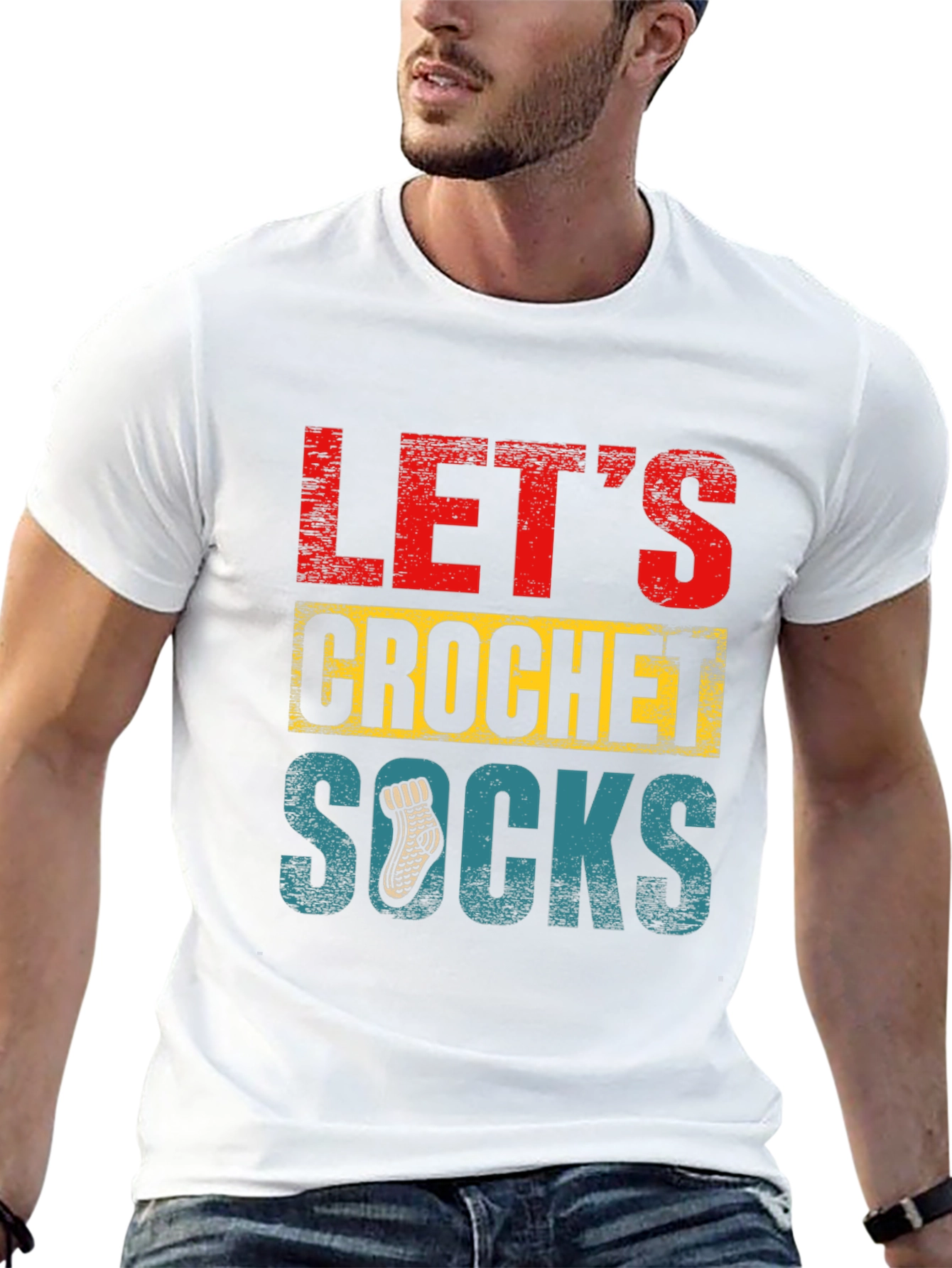 Black Let's Crochet Socks T-Shirt - Novelty Apparel view 13
