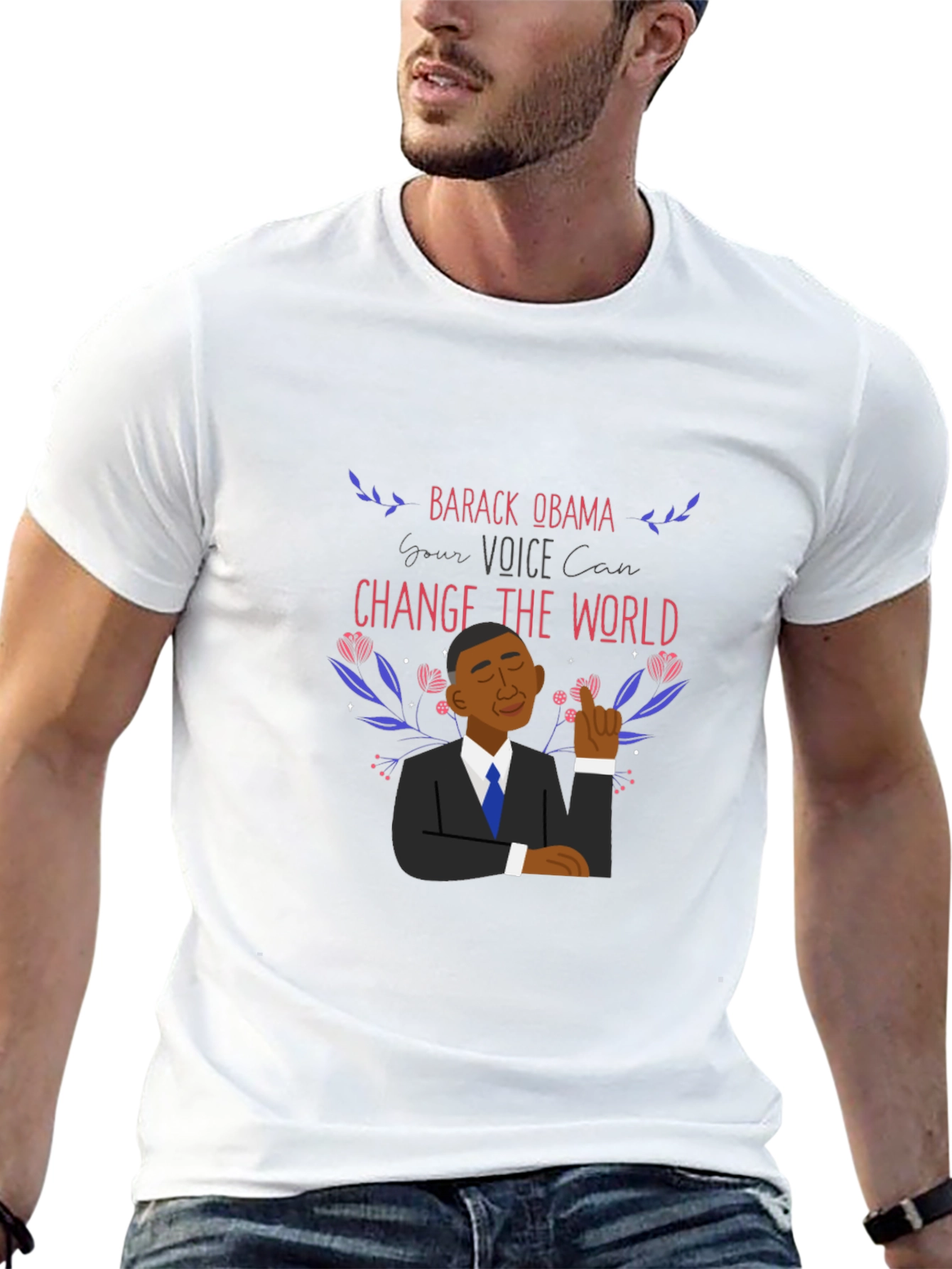 Black Barack Obama Change The World Graphic T-Shirt view 13