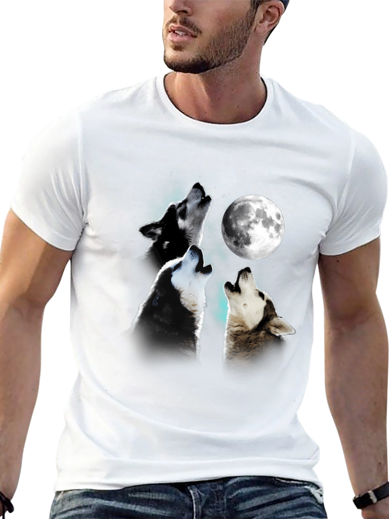 Black Wolf Moon T-Shirt - Unique Graphic Tee view 13