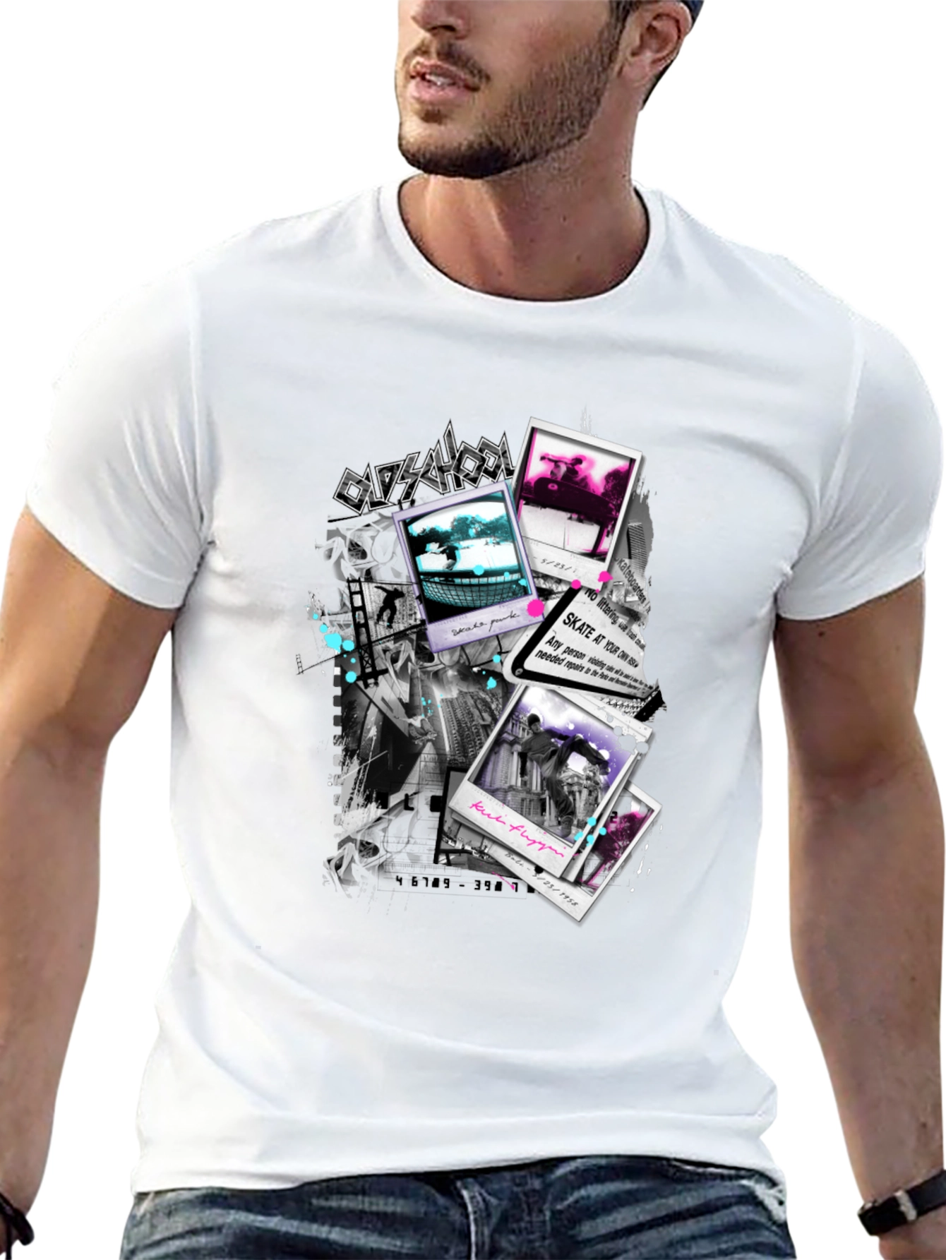 Black Skate Photos Graphic Print Black T-Shirt view 13