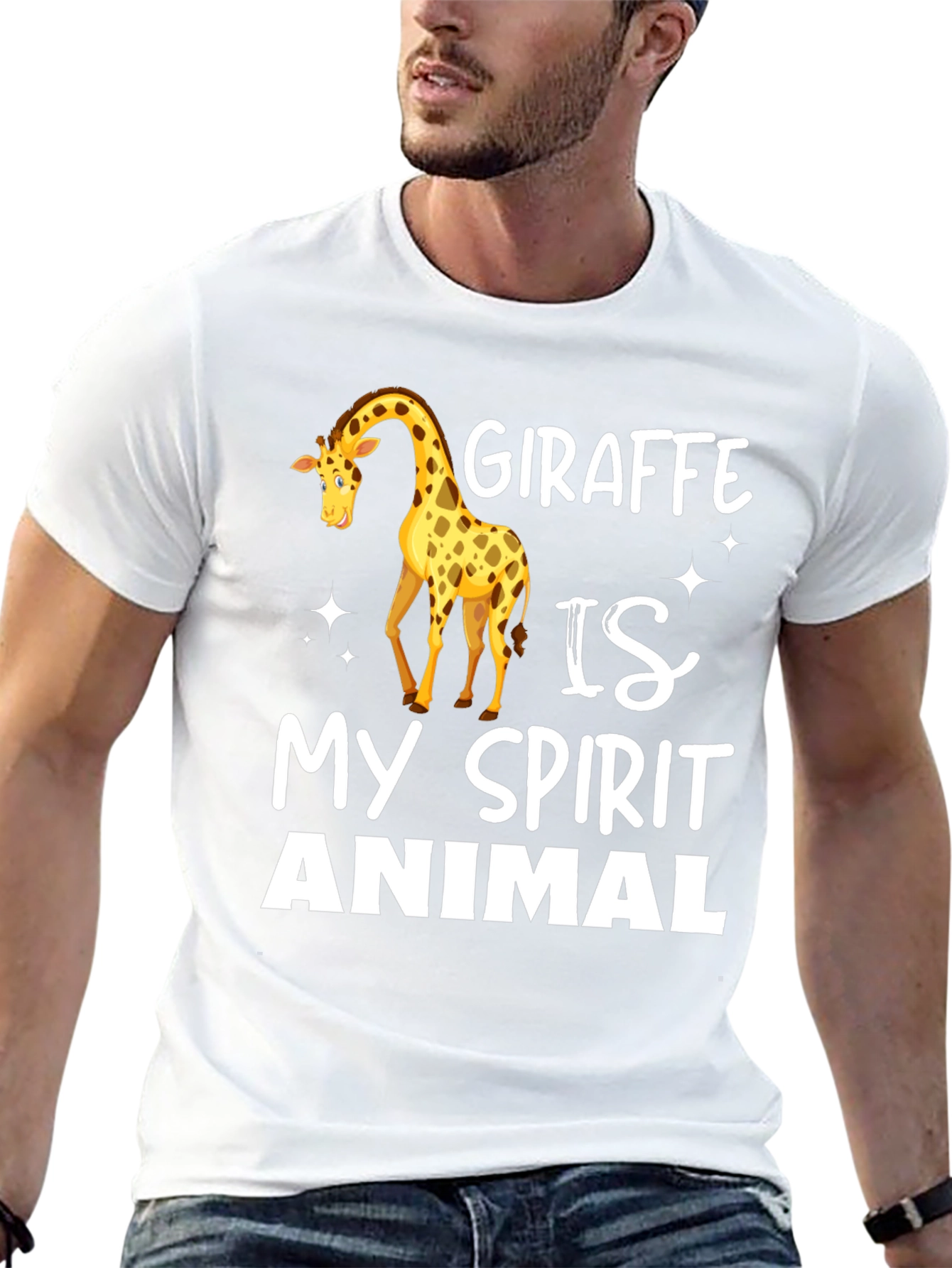Black Giraffe Spirit Animal T-Shirt - Black Crew Neck view 13