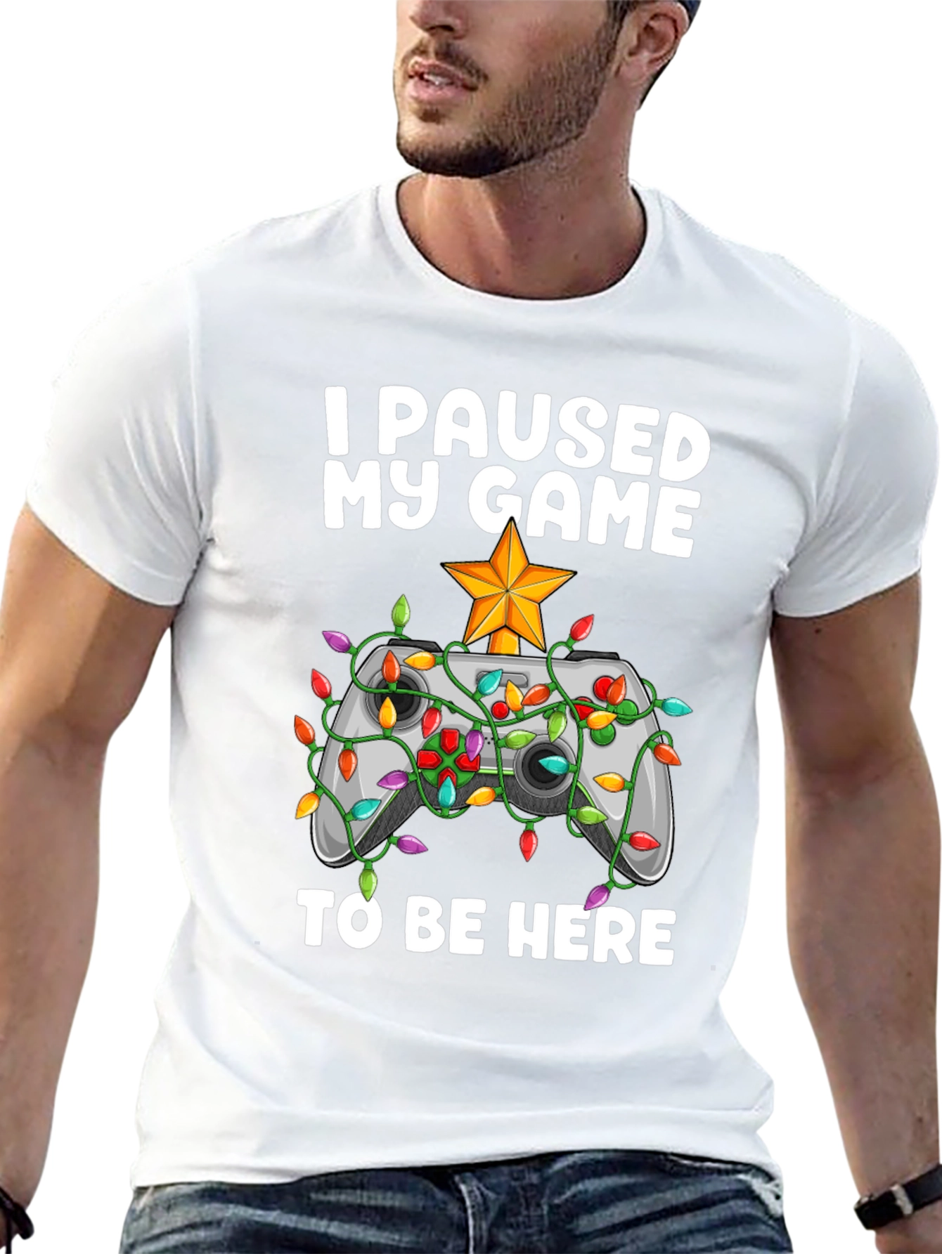 Black I Paused My Game To Be Here Gamer Holiday T-Shirt view 13